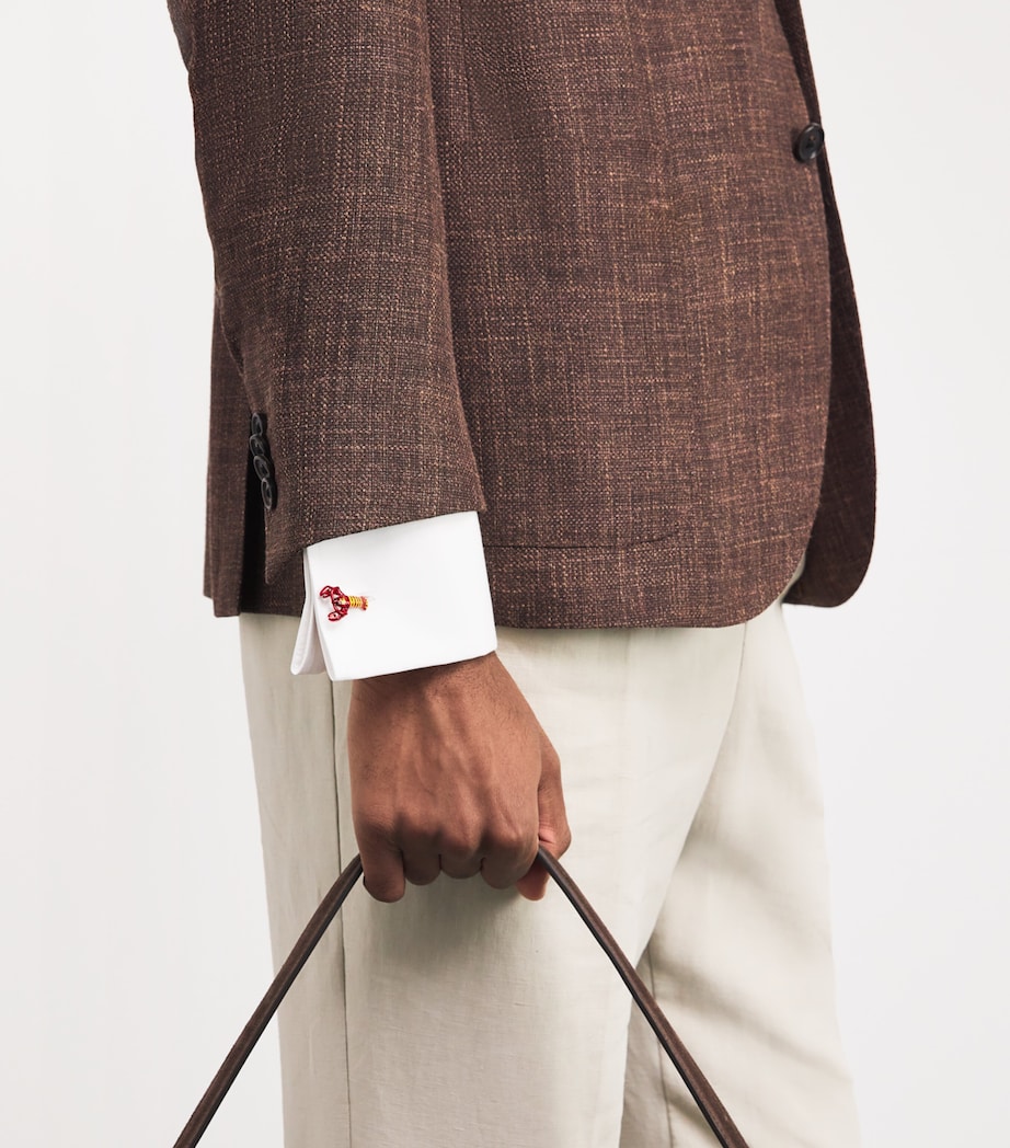 Rhodium-Plated Enamel Lobster Cufflinks RED Image 5