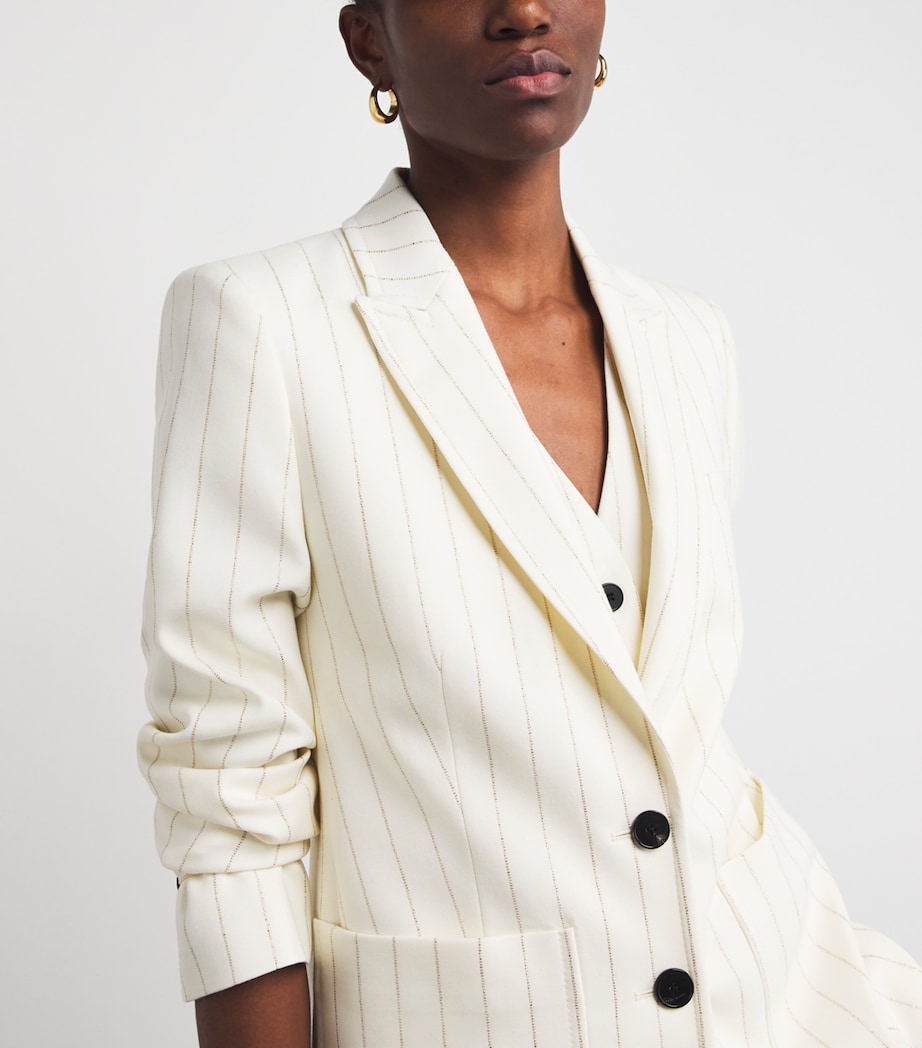 Metallic Pinstripe Blazer IVORY/GOLD Image 6