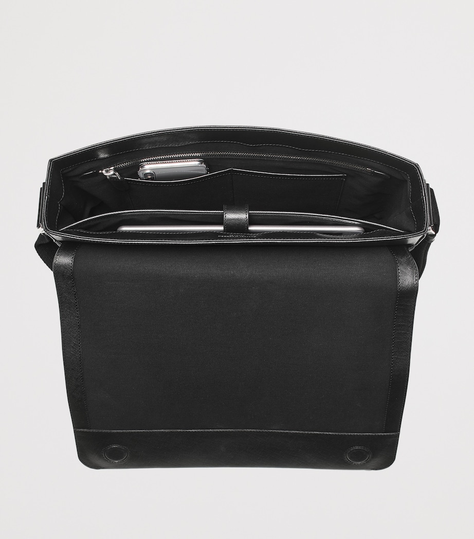 Leather Postman Messenger Bag BLACK Image 4