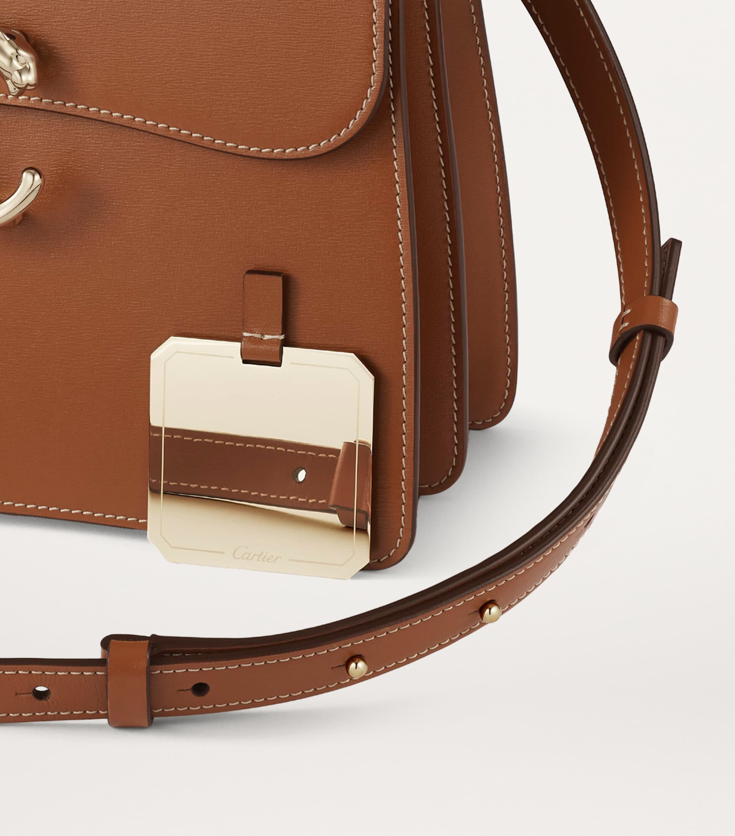 Small Calfskin Panthère de Cartier Top-Handle Bag CARAMEL Image 5