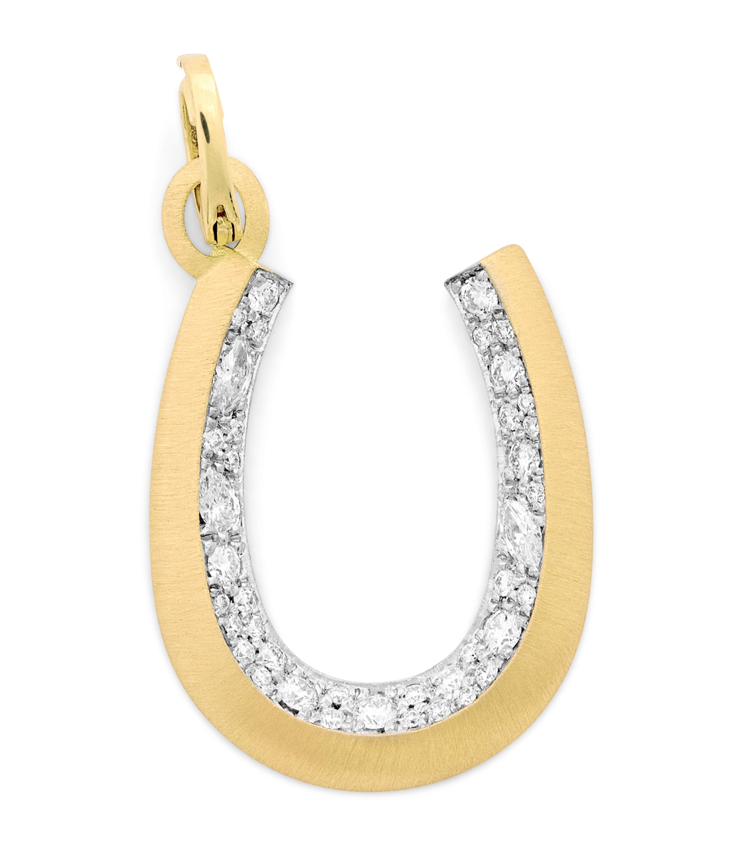 Jade Trau Yellow Gold And Diamond Horseshoe Charm In Gold