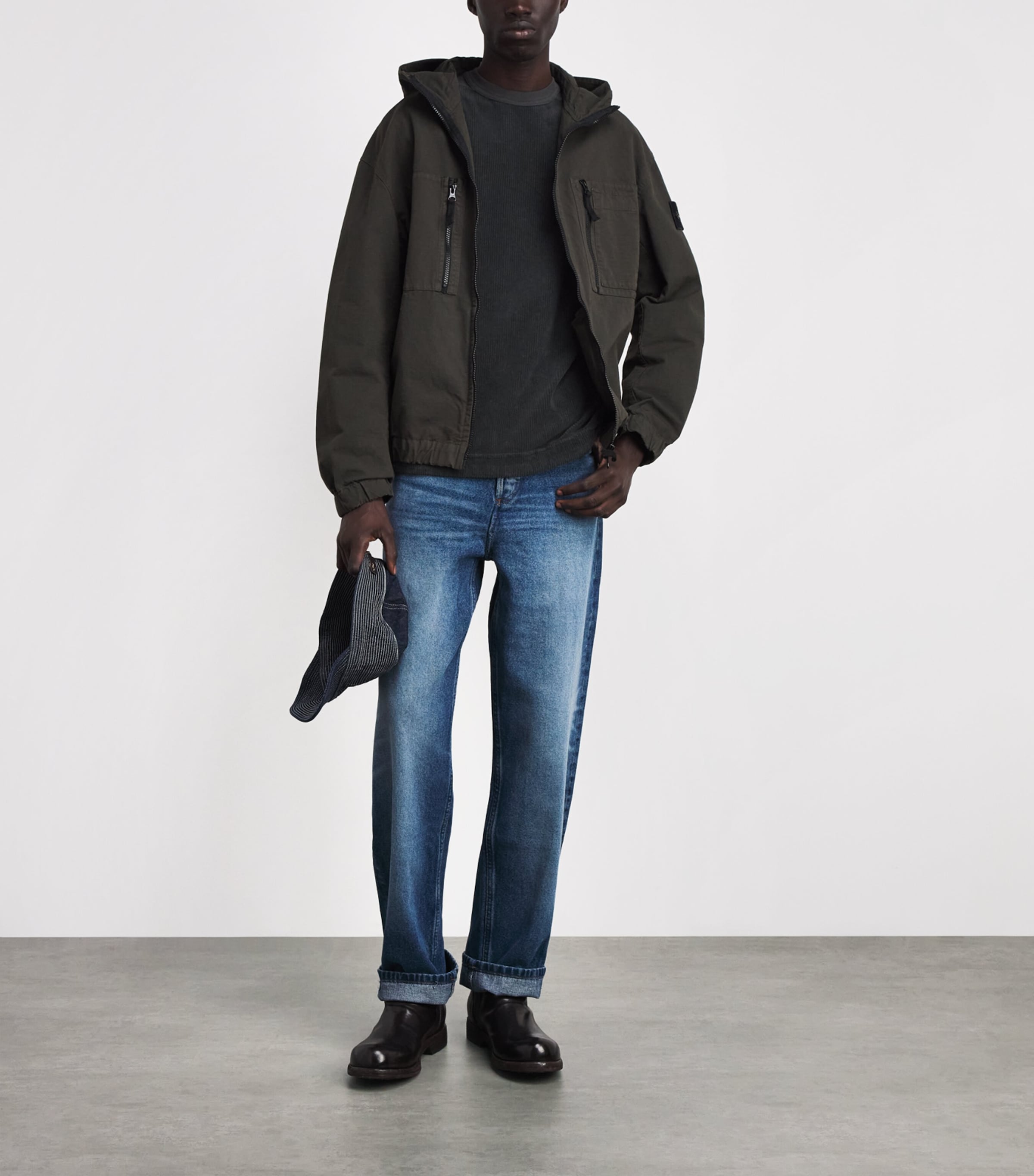 Stone Island Mens Cotton Rib-Knit Compass Sweatshirt Image 2