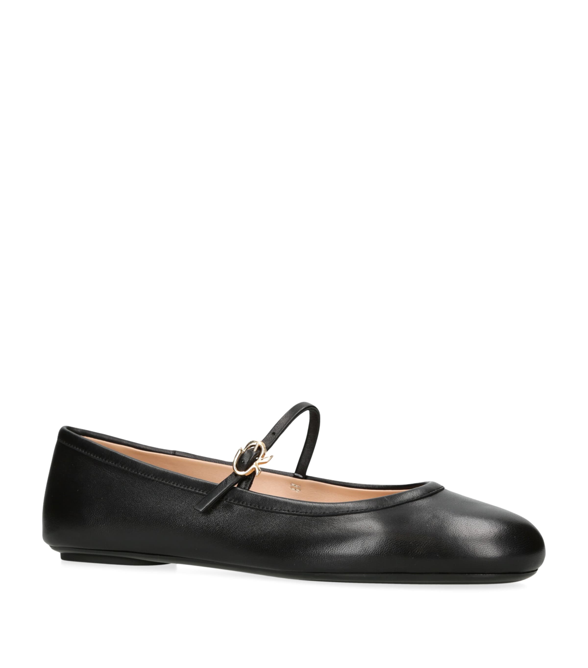 Leather Ballet Flats BLACK Image 4