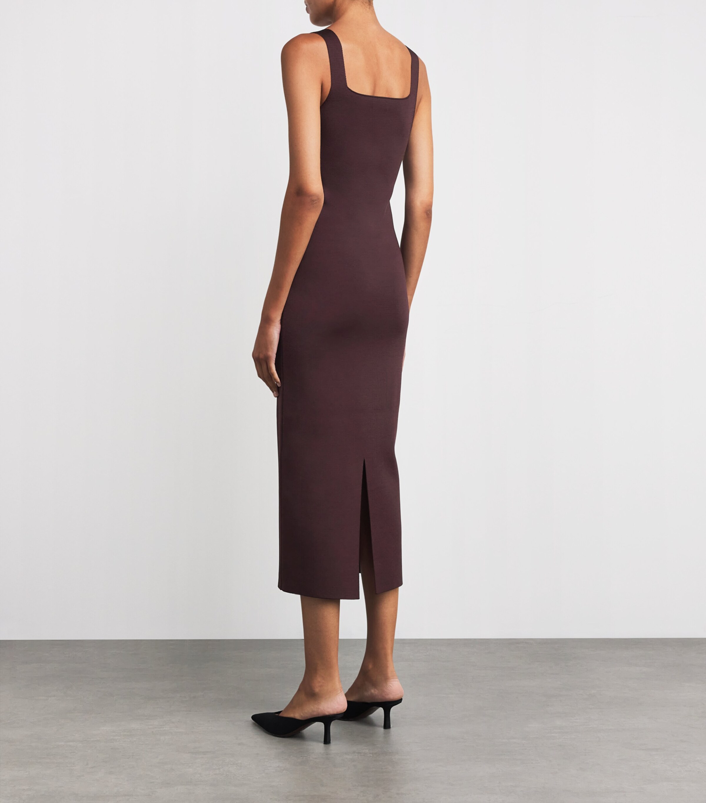 khaite burgundy dress Siun Short Sleeve Midi Dress - Brown Gingham main image 1