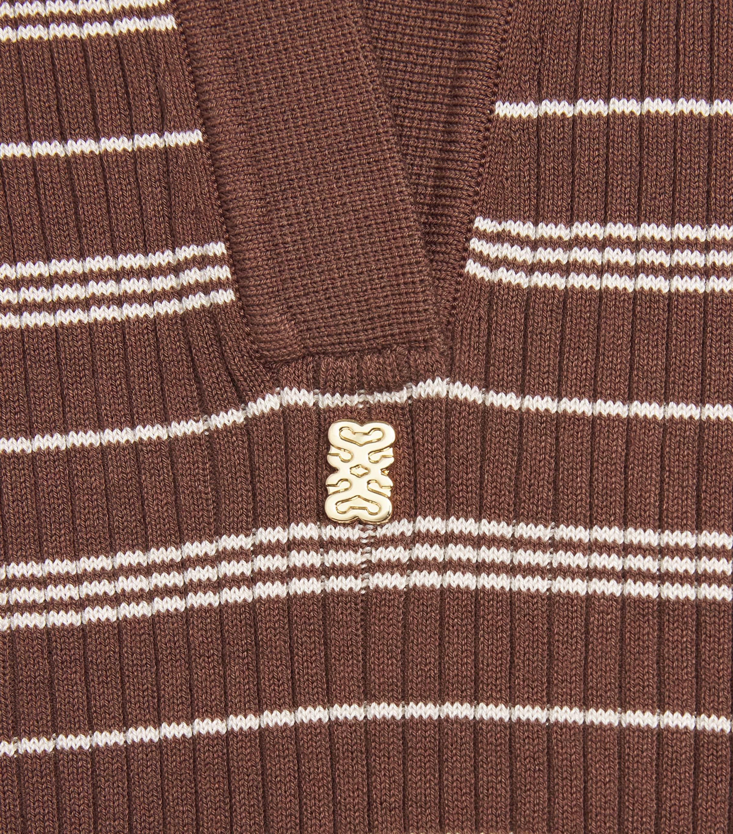 Sandro Paris Womens Stripe Polo Shirt Brown Image 6