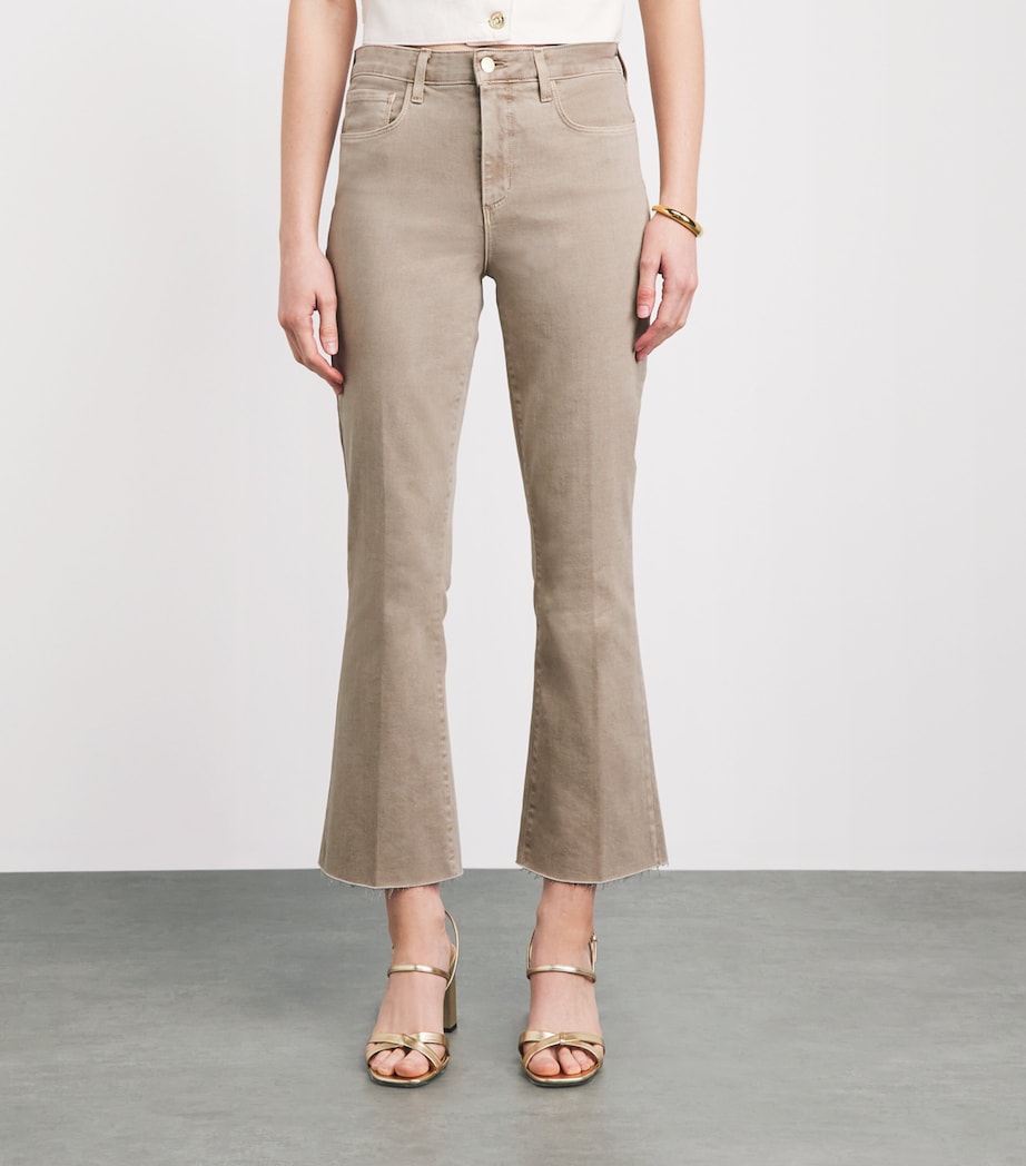 L'Agence Womens Kendra Flared Cropped Jeans Biscuit Image 4