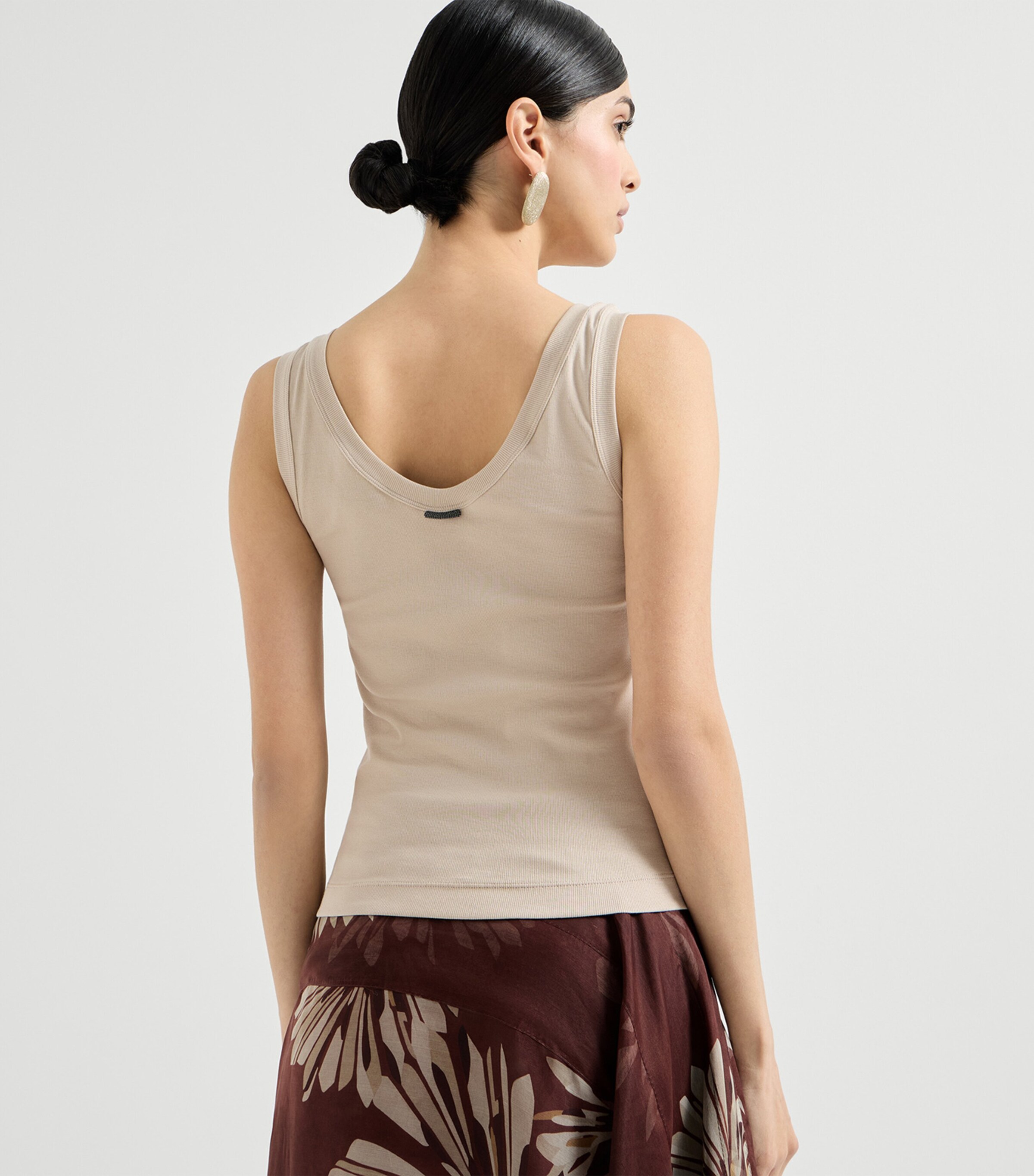 Brunello Cucinelli Womens Stretch-Cotton Ribbed Tank Top Image 5
