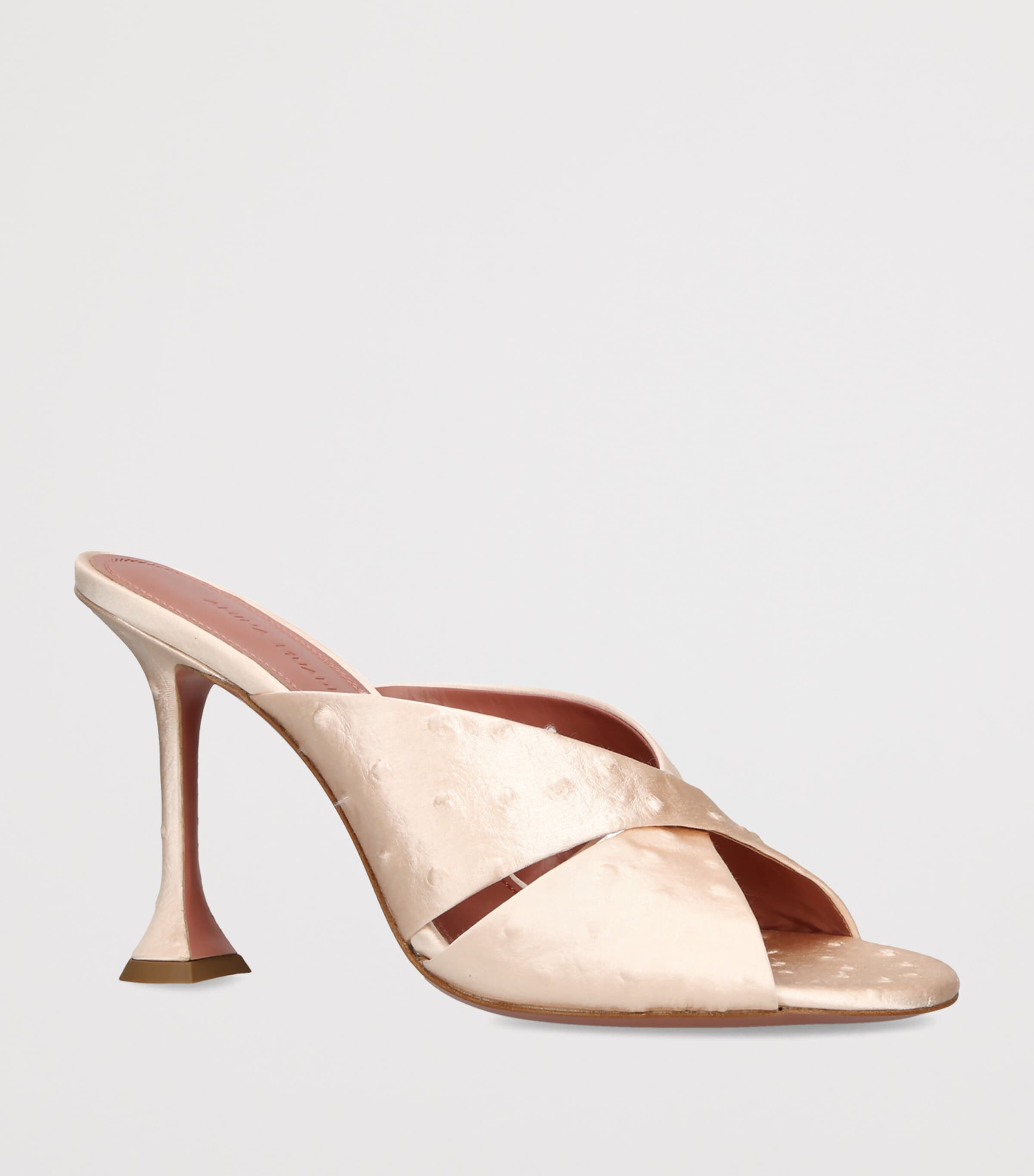 Amina Muaddi Embossed Satin Salma Heeled Mules 95 Champagne Image 2