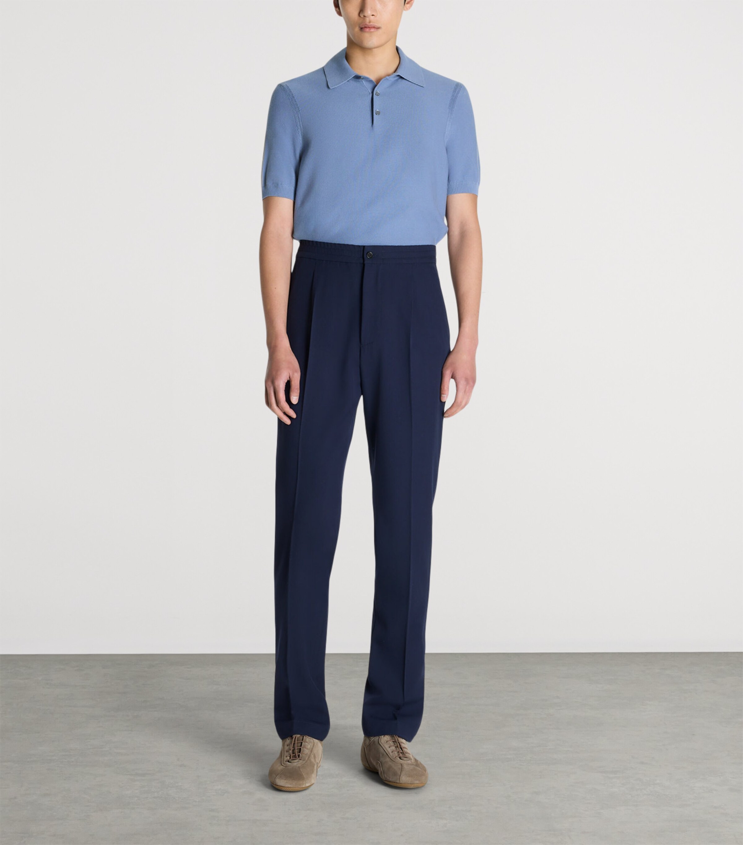 Dunhill Mens Cotton Piqué Polo Shirt Blue Image 2
