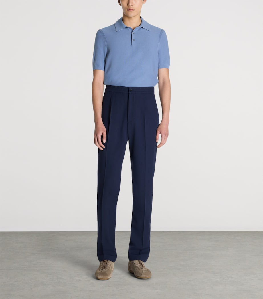 Dunhill Mens Cotton Piqué Polo Shirt Blue Image 2