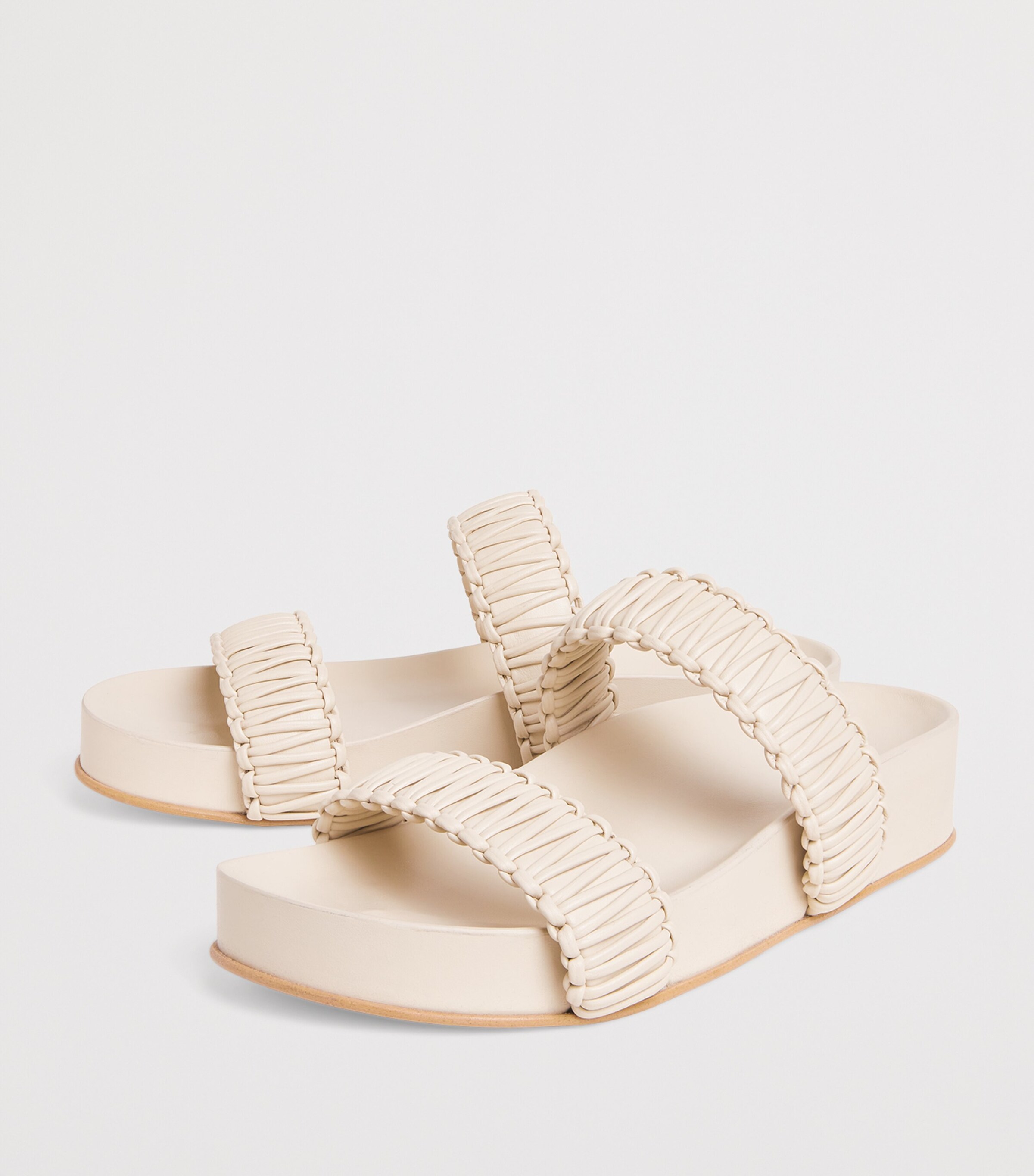 Joseph Leather Braided Isha Sandals Powder Image 3