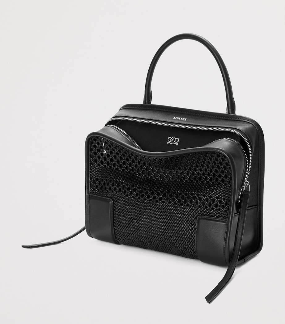 LOEWE Medium Woven Leather Amazona 180 Top-Handle Bag Black Image 3