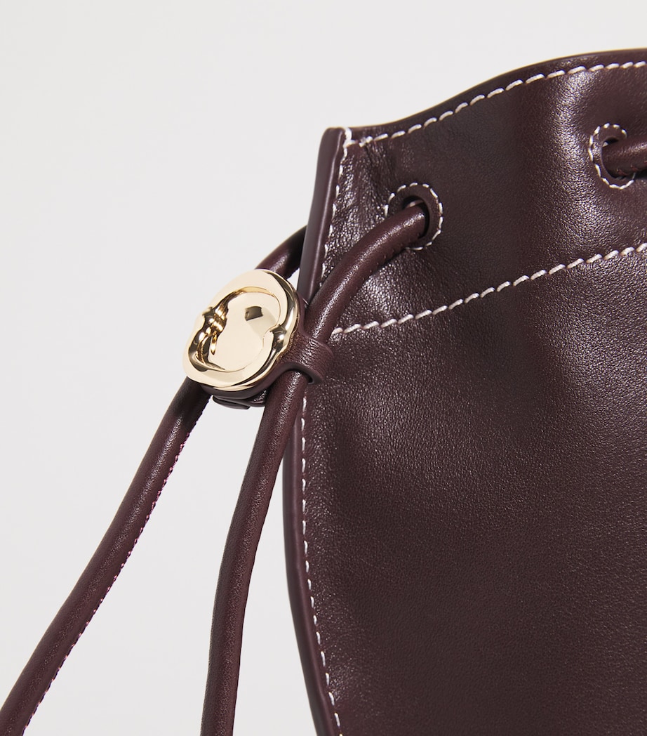 Leather Drawstring Tote Bag BURGUNDY Image 5