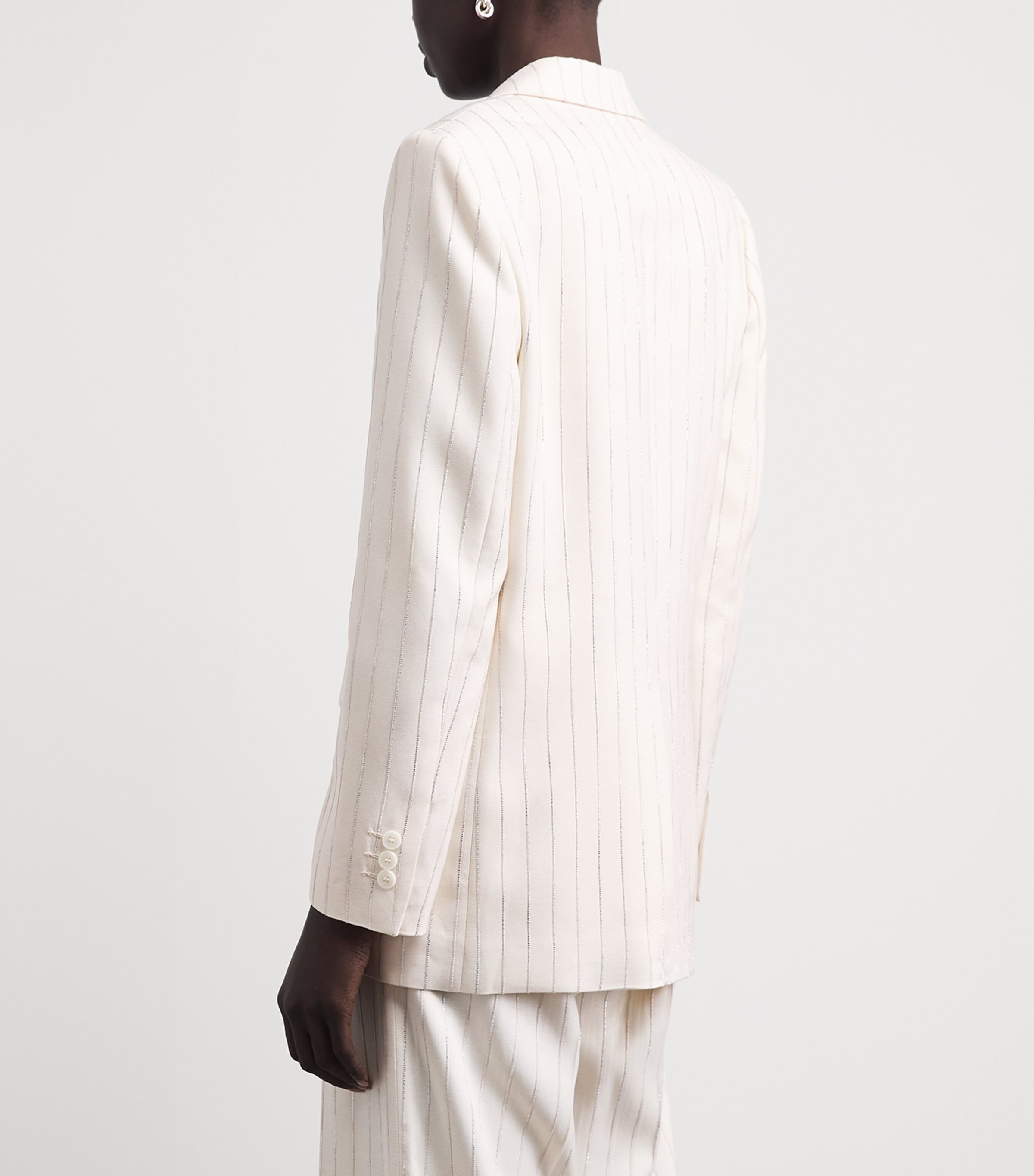 Sequinned Stripe Blazer ECRU / SILVER Image 5
