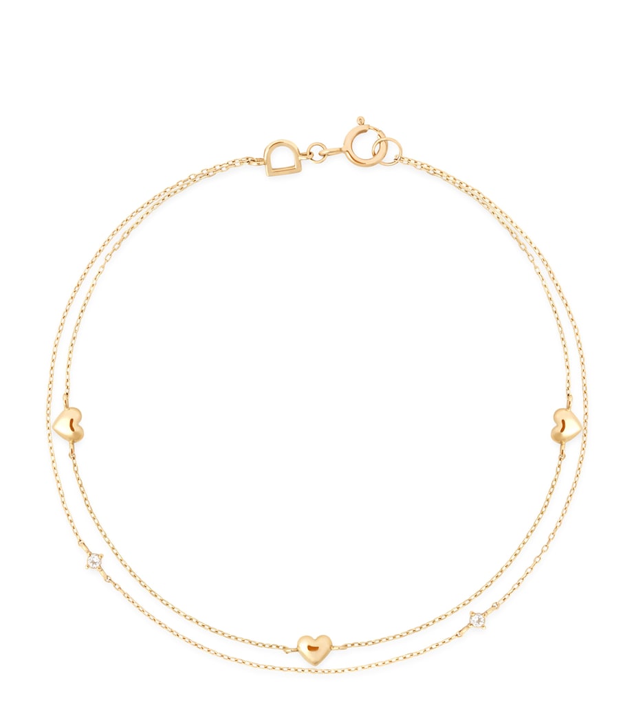 Gold and Topaz Heart Charm Double Chain Bracelet GOLD Image 1