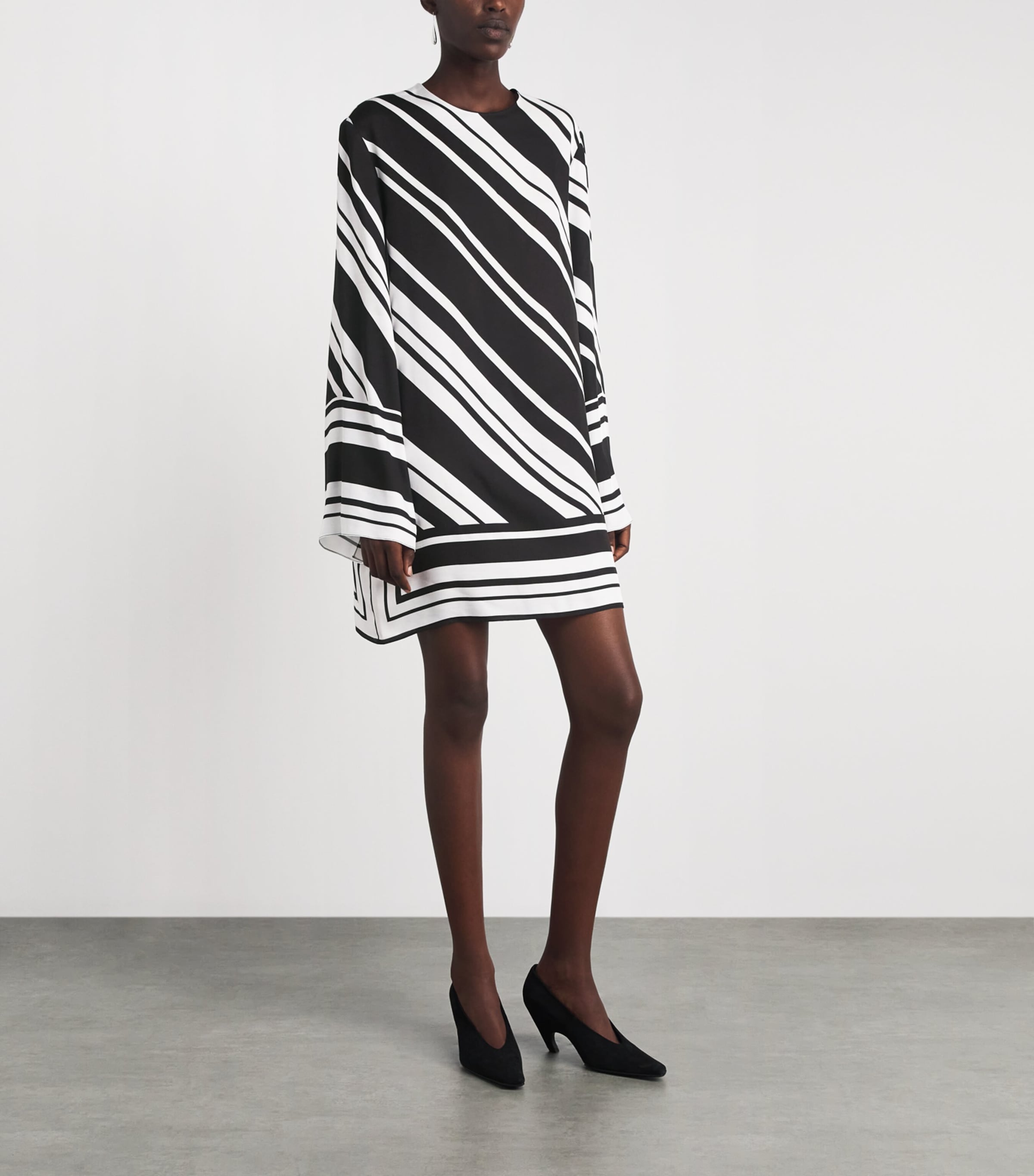 Brandon Maxwell Womens Stripe Leni Mini Dress Black/white Stripe Image 4