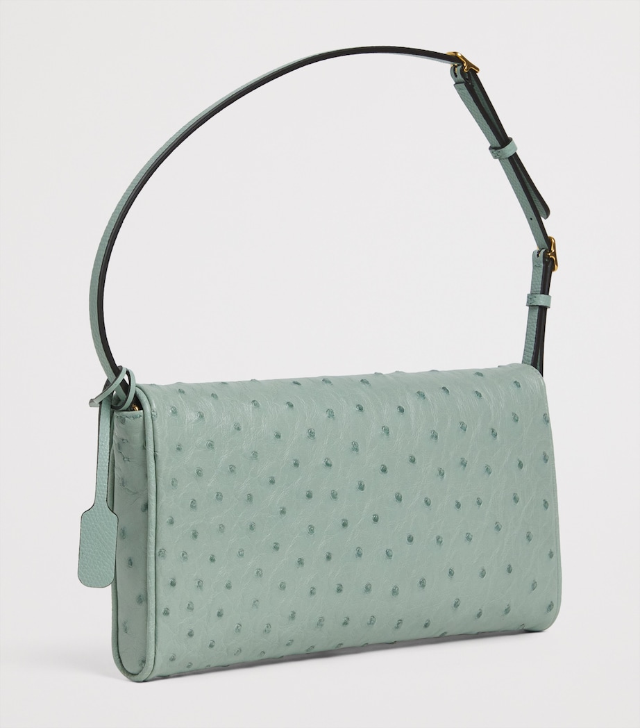 Valentino Garavani Small Ostrich Leather DeVain Shoulder Bag Image 2