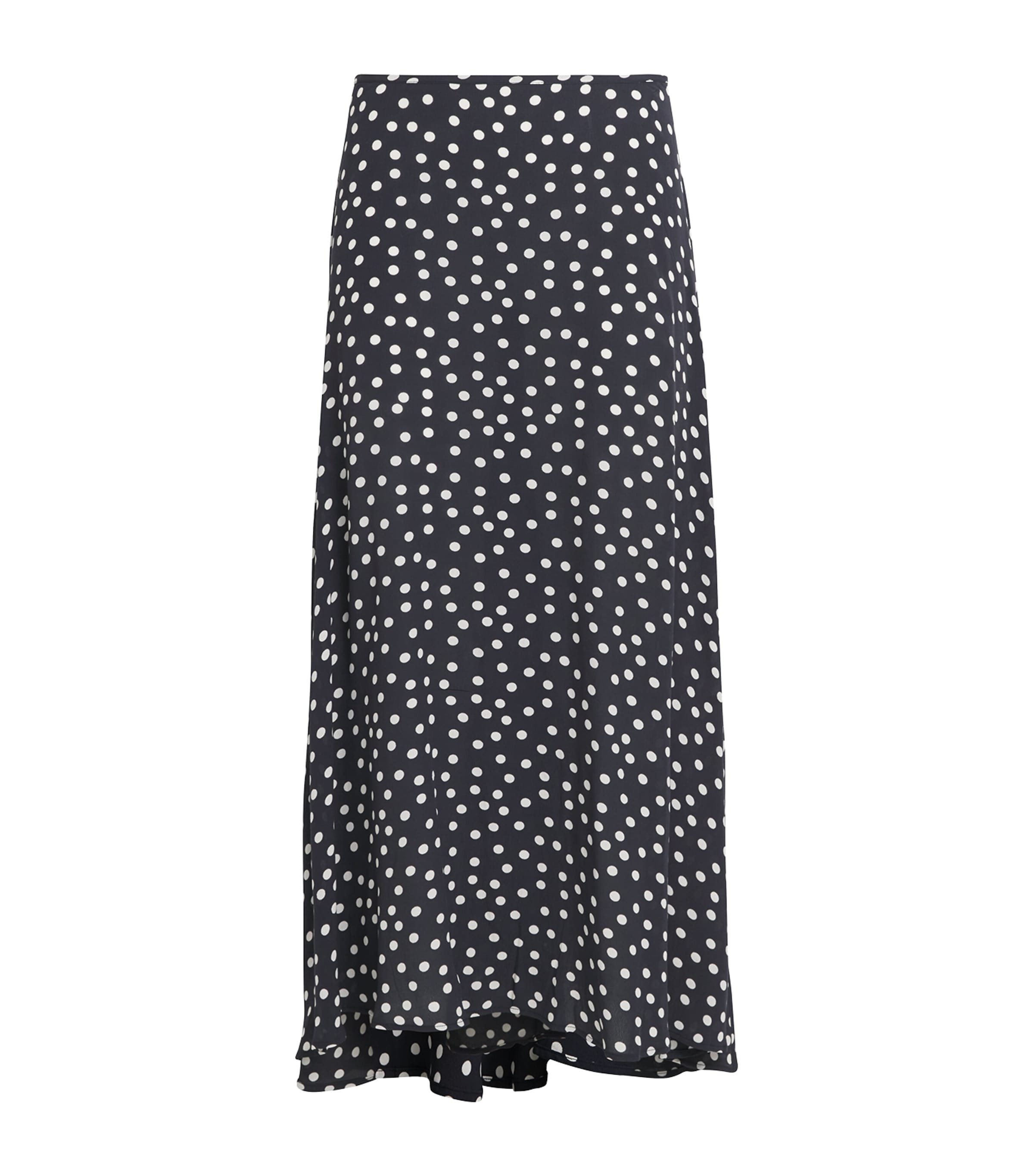 Rixo London Satin Polka Dot Areza Maxi Skirt