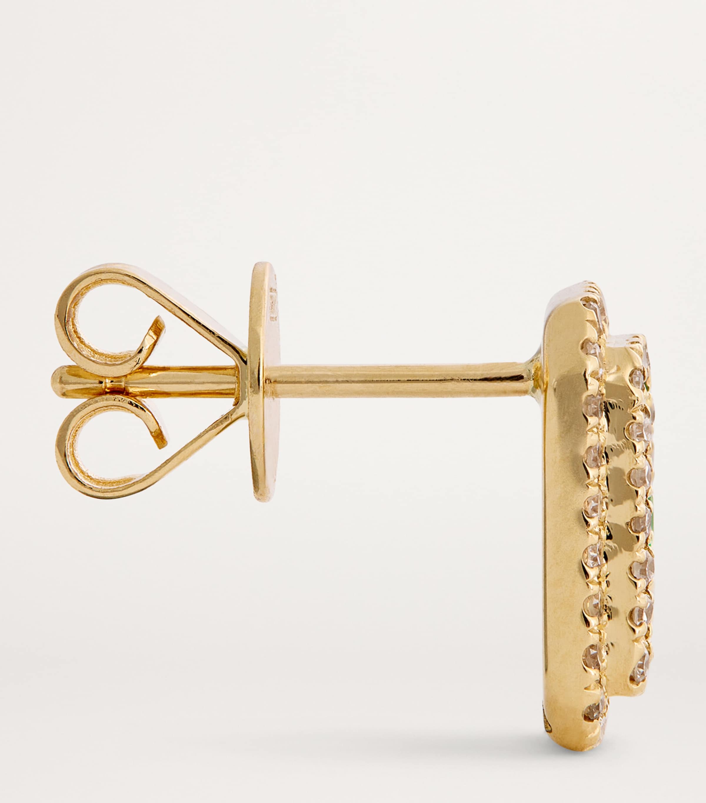 Yellow Gold , Emerald and Diamond Stud Earrings YELLOW GOLD Image 4