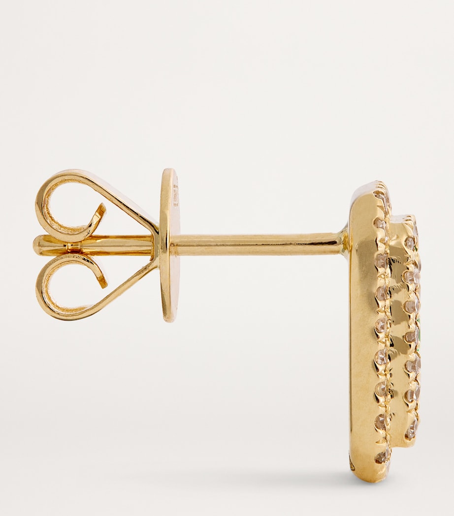 Yellow Gold , Emerald and Diamond Stud Earrings YELLOW GOLD Image 4