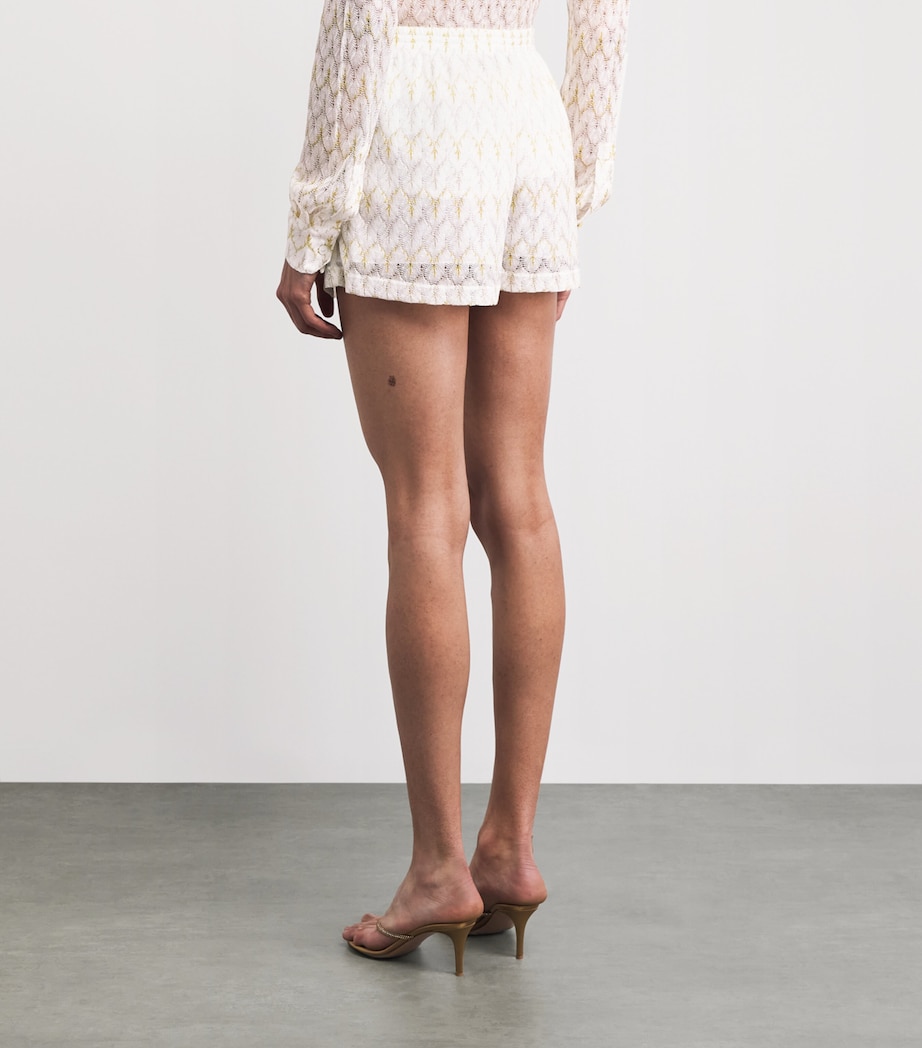 Missoni Womens Crochet Zigzag Shorts White /gold Image 5
