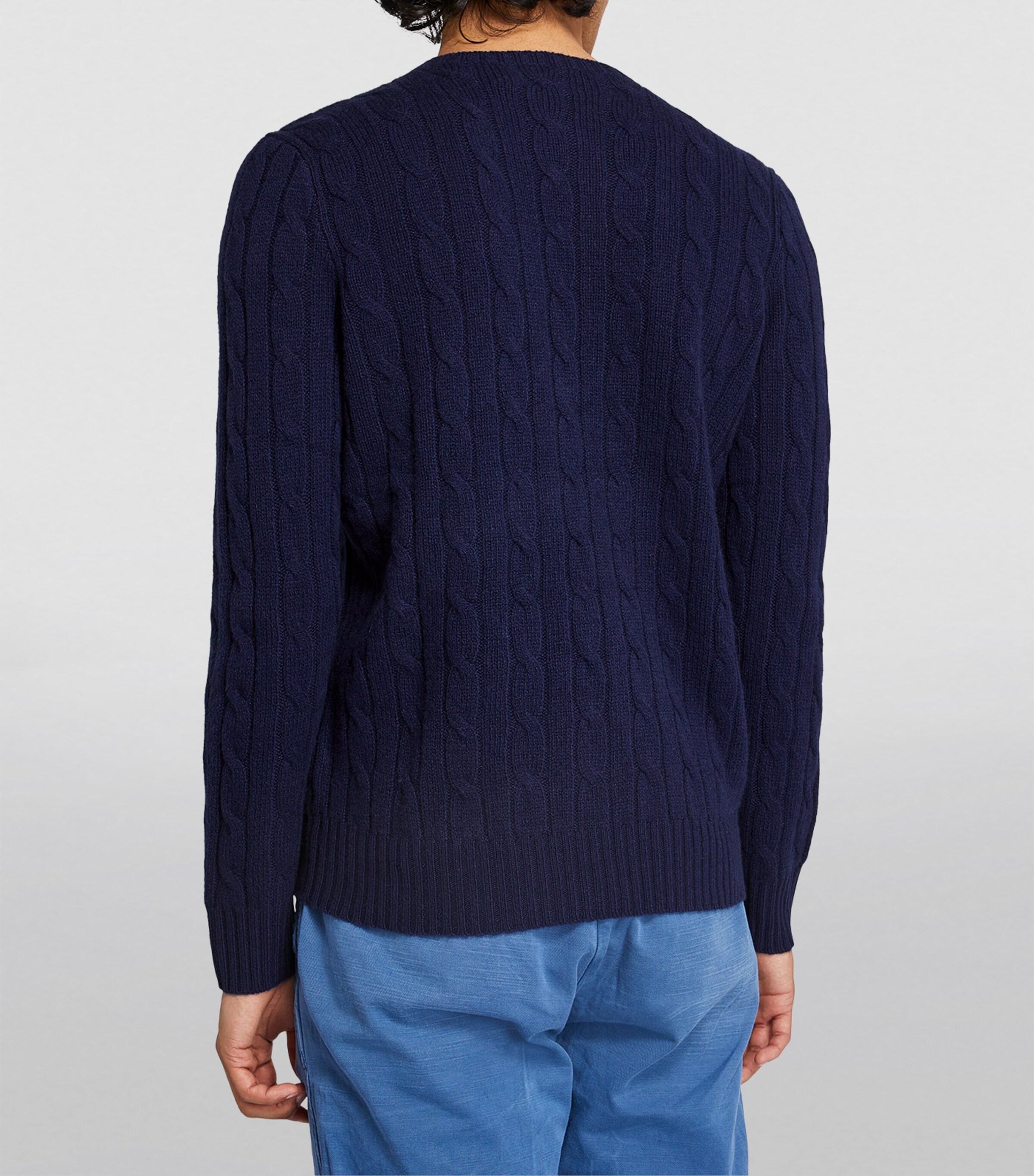 Polo Ralph Lauren Mens Cashmere Cable-Knit Sweater Blue Image 4