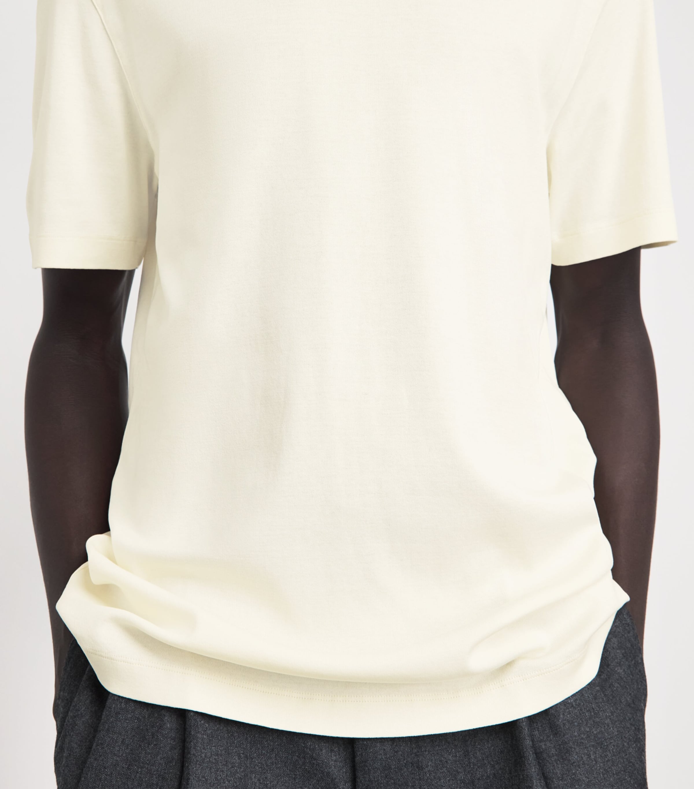 Lemaire Mens Cotton Scoop-Neck T-shirt Light Cream Image 3