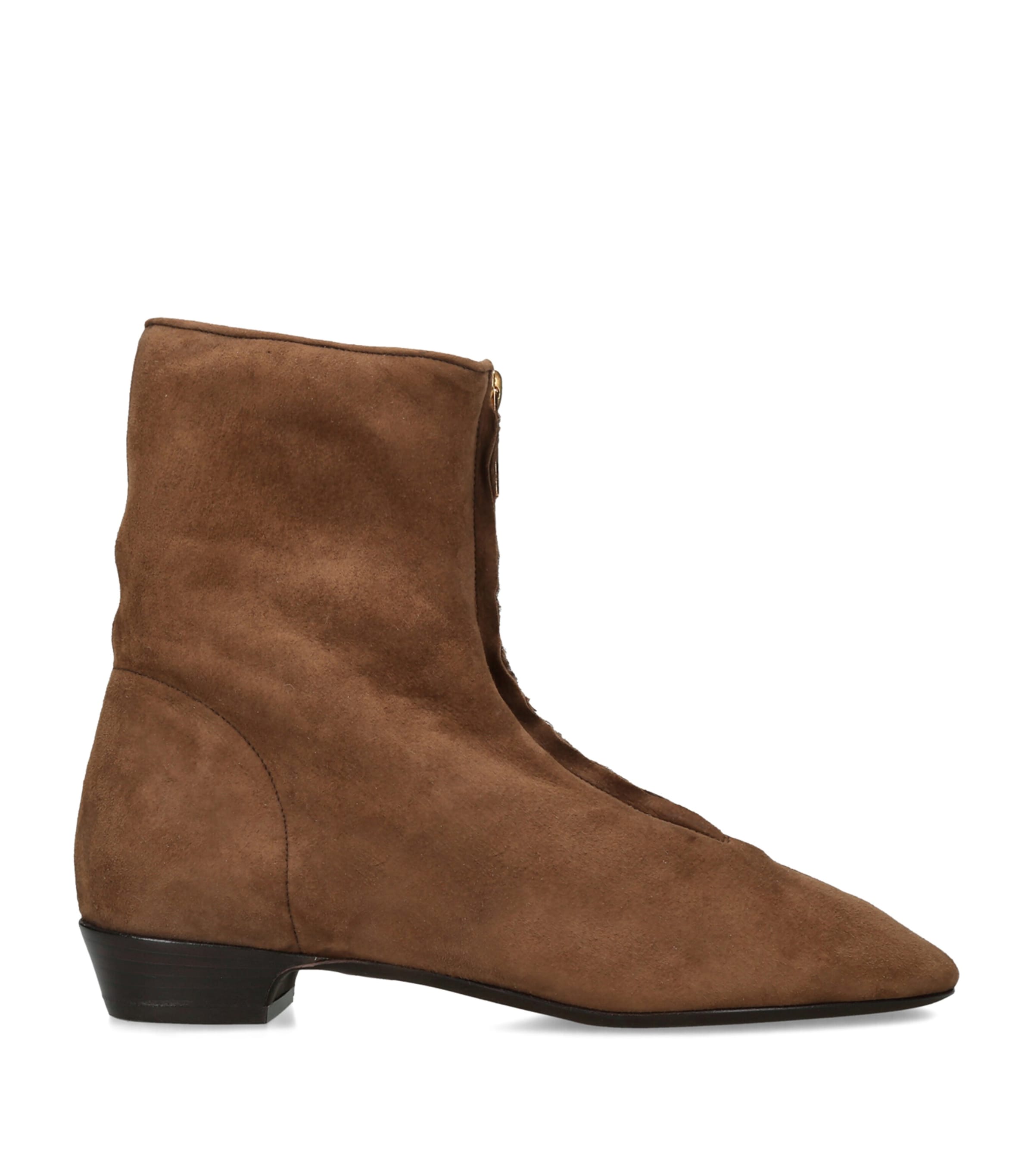 Herbert Levine Suede Easy Does it Ankle Boots Dark Brown Image 1