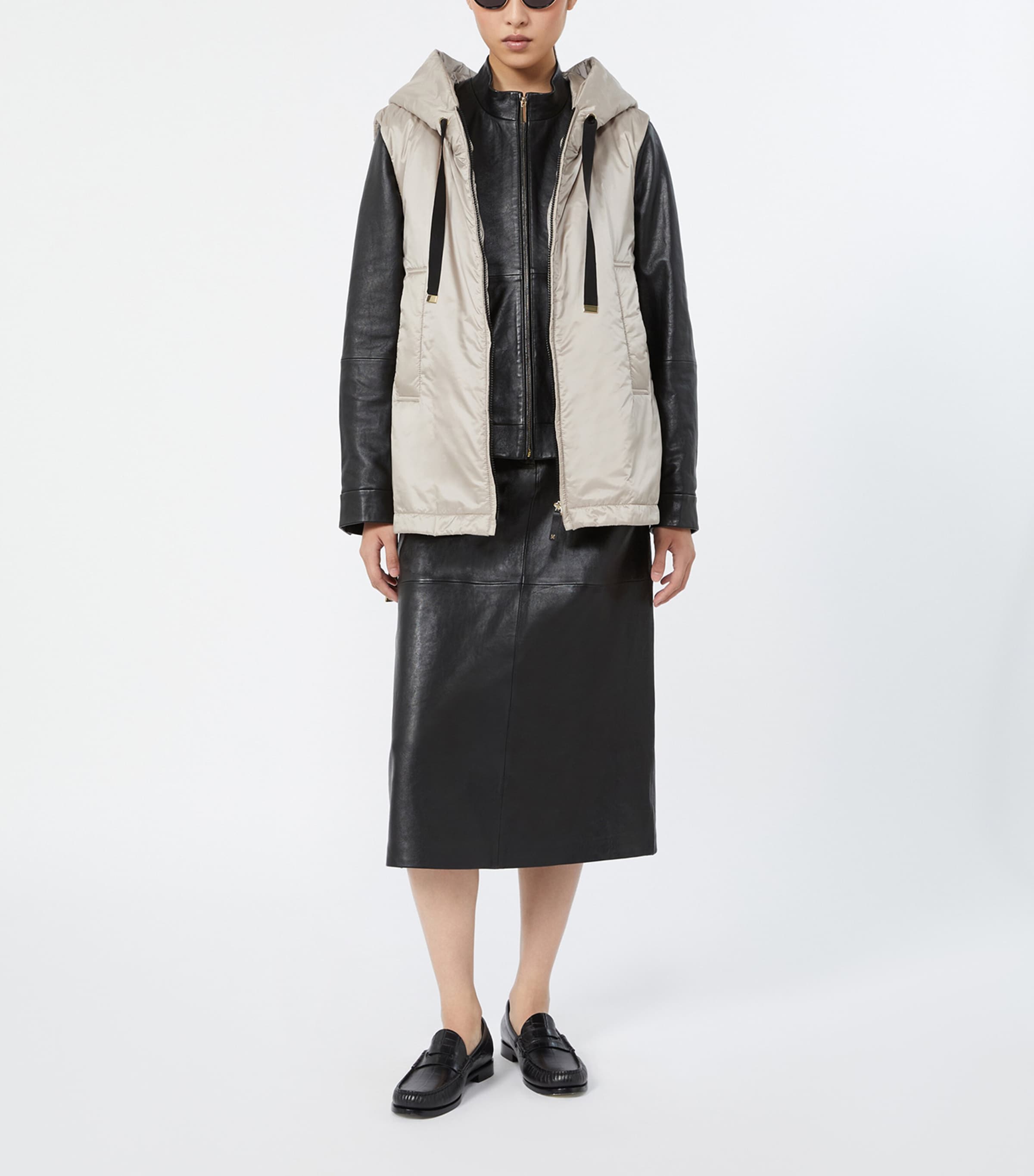 Max Mara Womens Water-Repellent Hooded Gilet Beige Image 2