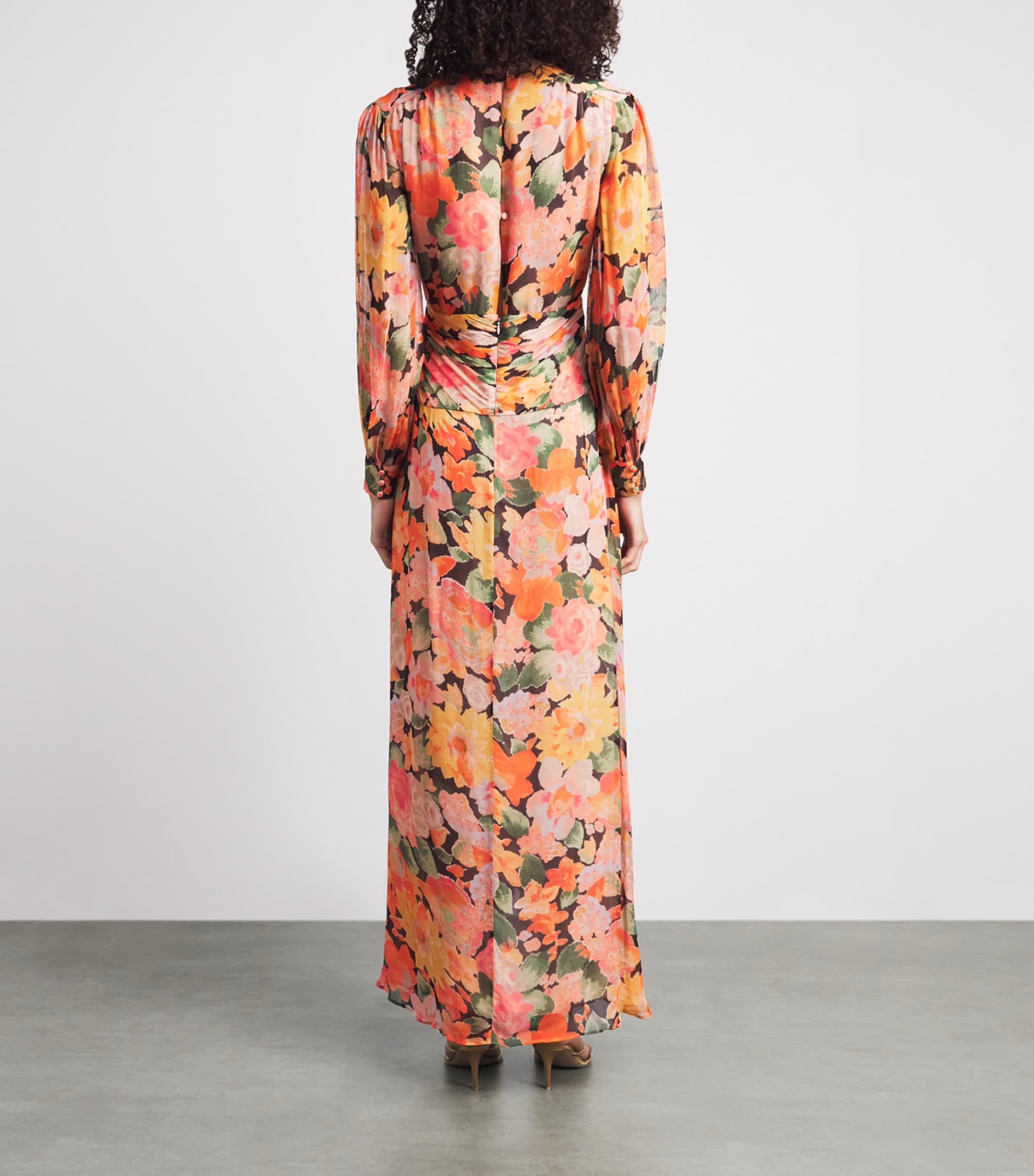 Rixo Womens Chiffon Floral Meera Maxi Dress Chelsea Floral Black Image 4