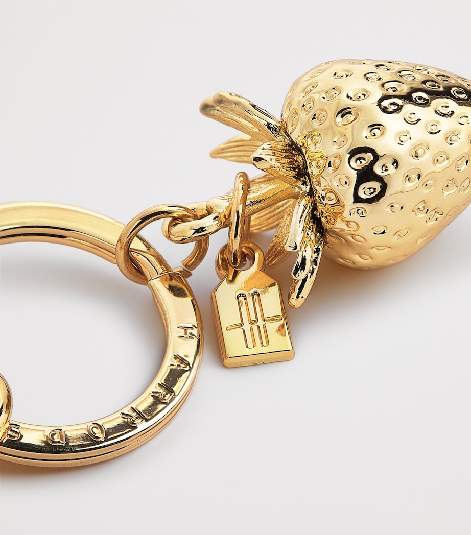 Harrods Strawberry Keyring Gold Image 2