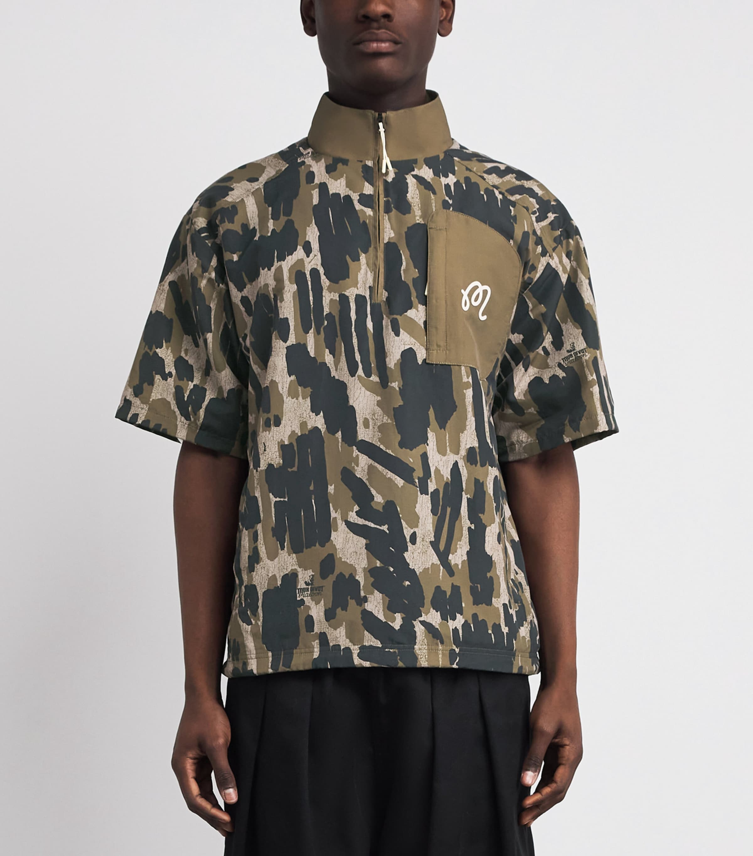 Malbon Mens Tour Divot Zip-Up Shirt Bark Camo Image 4