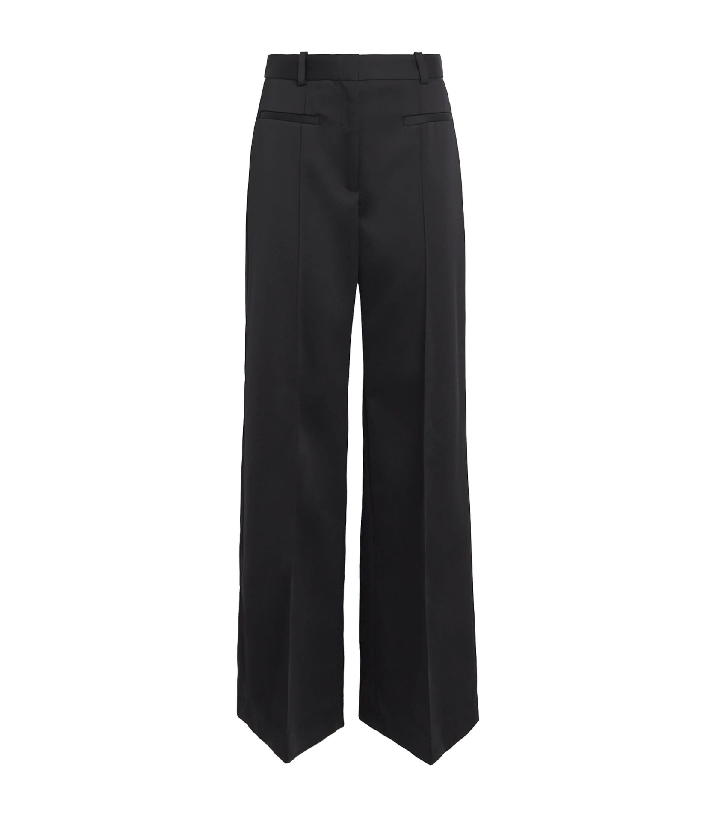 Claudie Pierlot Satin High-rise Straight Trousers In Black