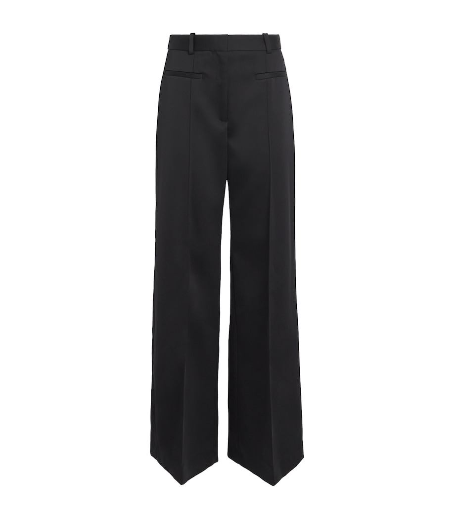 Satin High-Rise Straight Trousers BLACK Image 1
