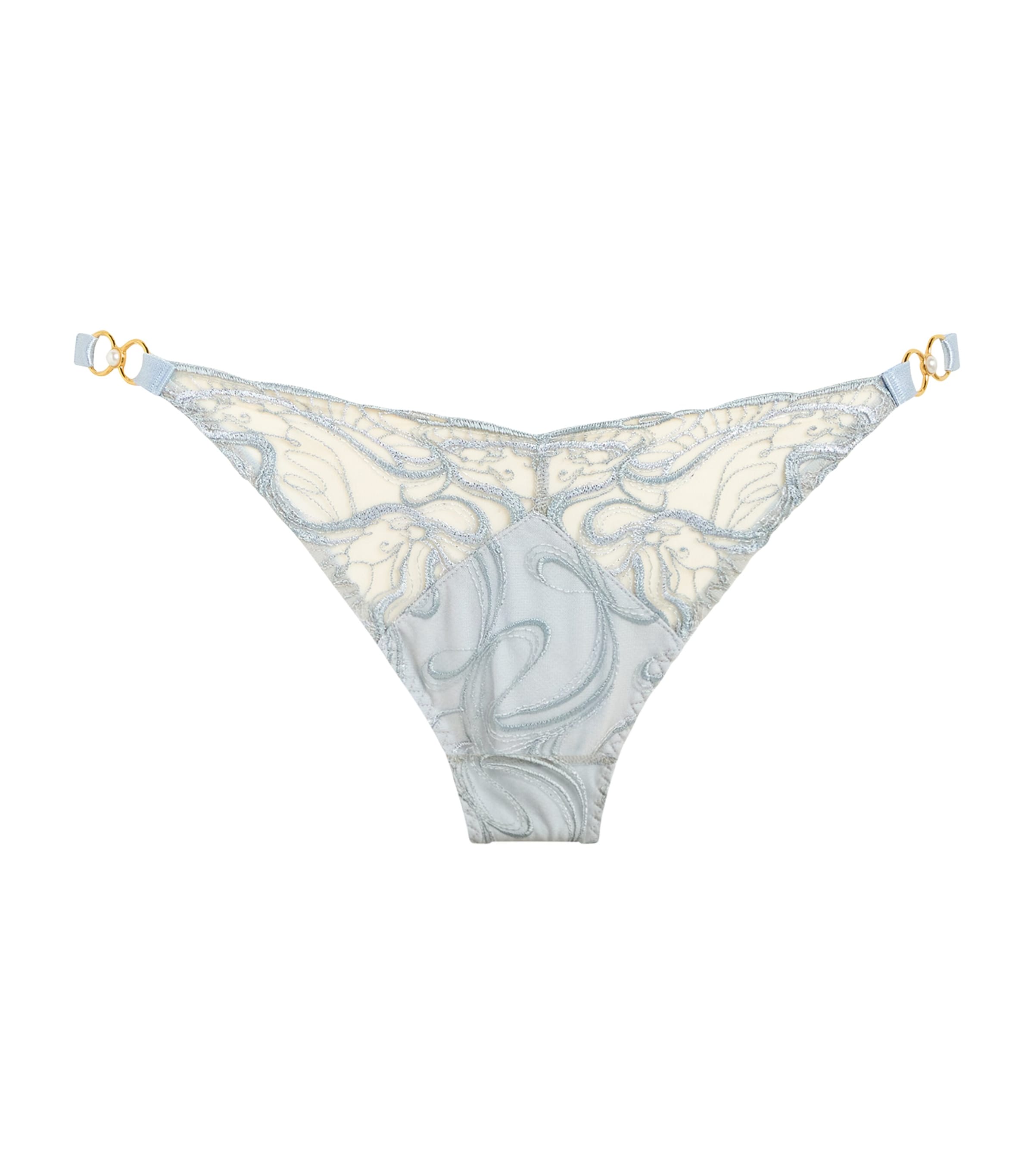 Bordelle Womens Embroidered Pearl Briefs Dusty Blue Image 1