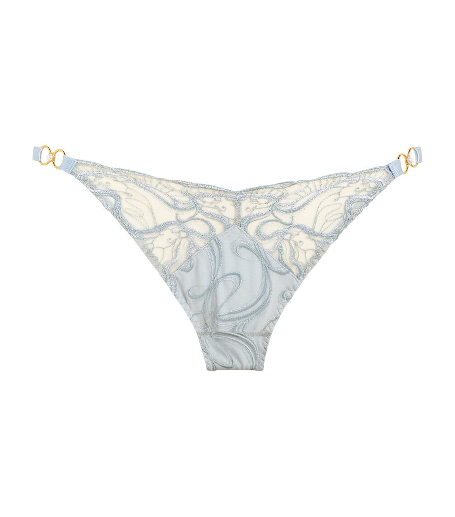 Bordelle Womens Embroidered Pearl Briefs Dusty Blue Image 1