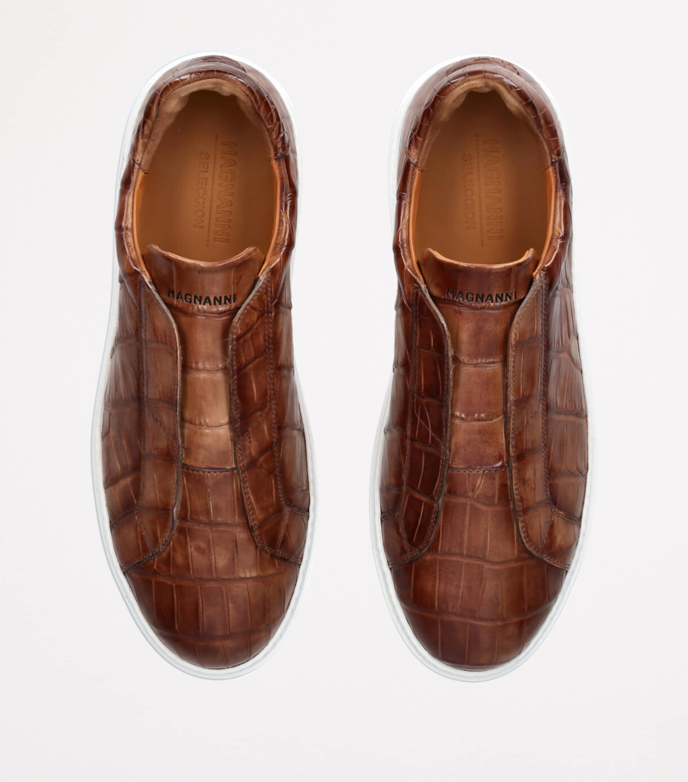 Magnanni Crocodile Leather Lotto Sneakers Tan Image 4