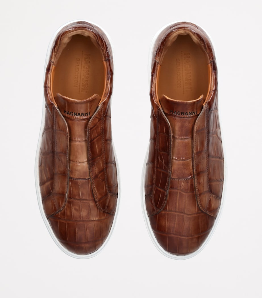Magnanni Crocodile Leather Lotto Sneakers Tan Image 4