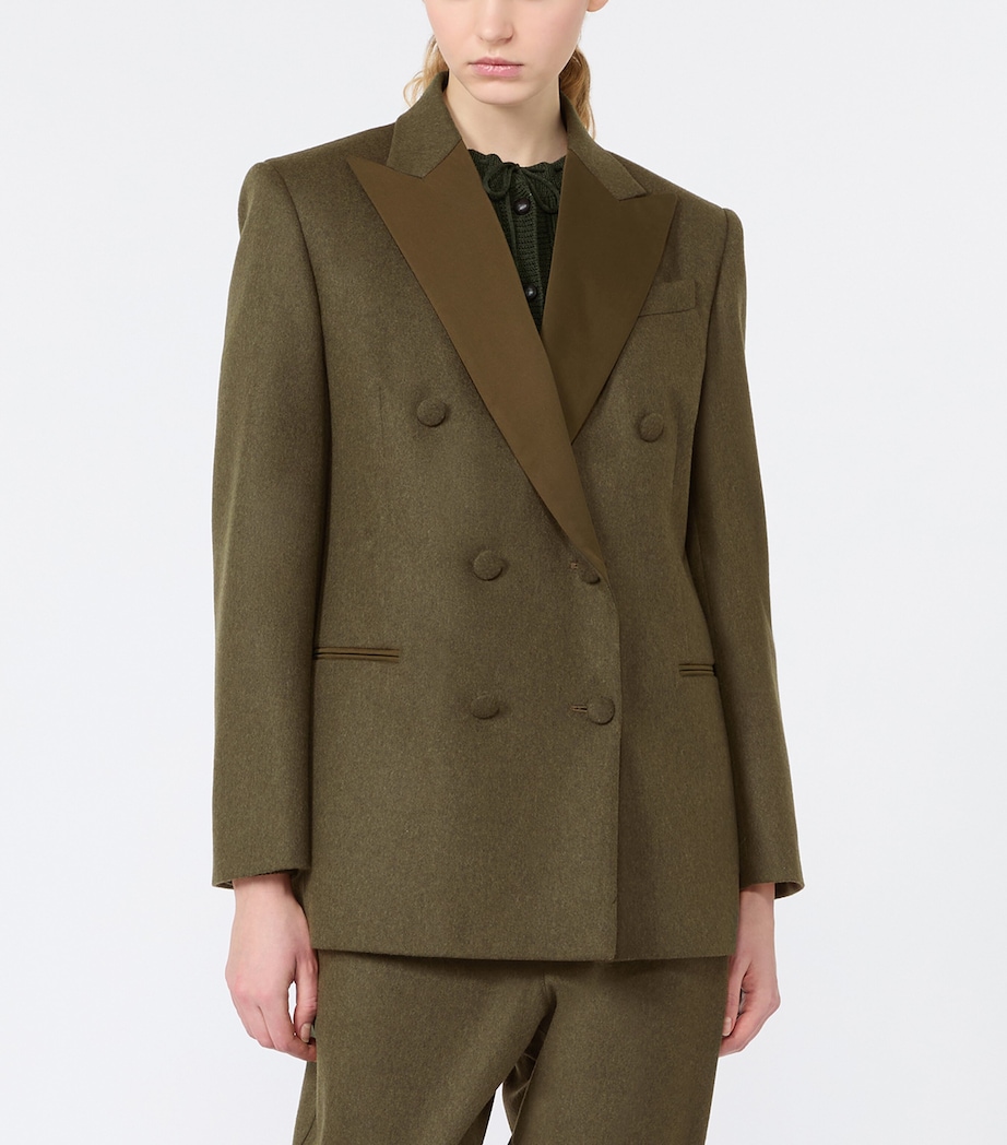 Weekend Max Mara Womens Virgin Wool-Blend Blazer Moss Green Image 3