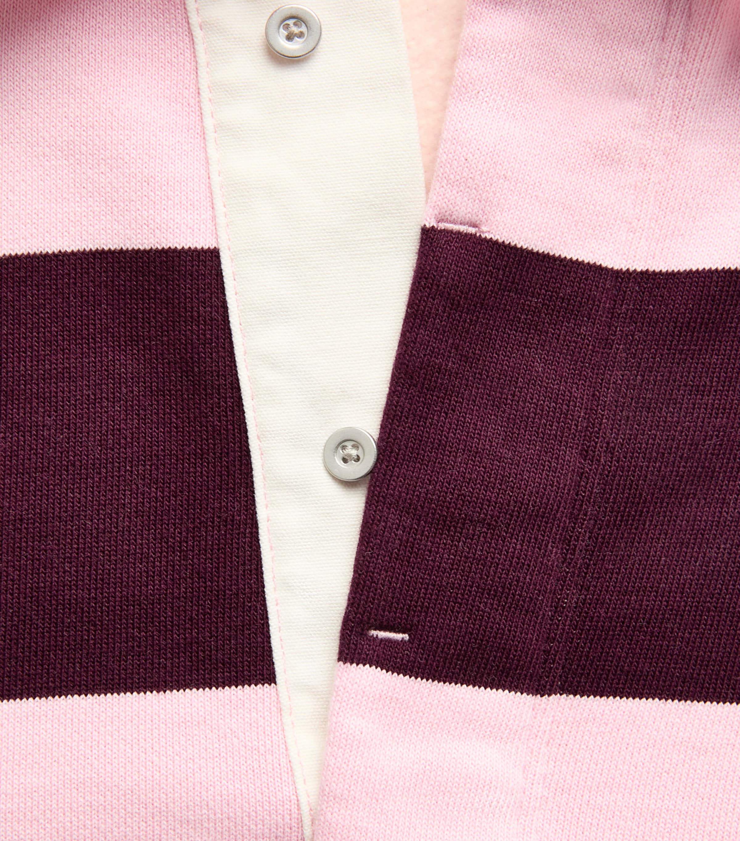 Skims Womens Oversized Boyfriend Fleece Polo Shirt Currant Rugby Stripe Image 6
