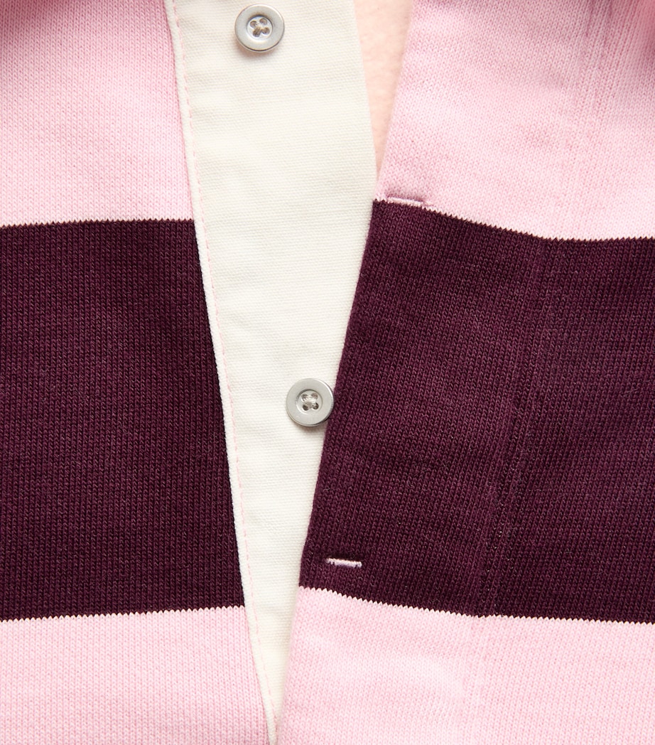 Skims Womens Oversized Boyfriend Fleece Polo Shirt Currant Rugby Stripe Image 6