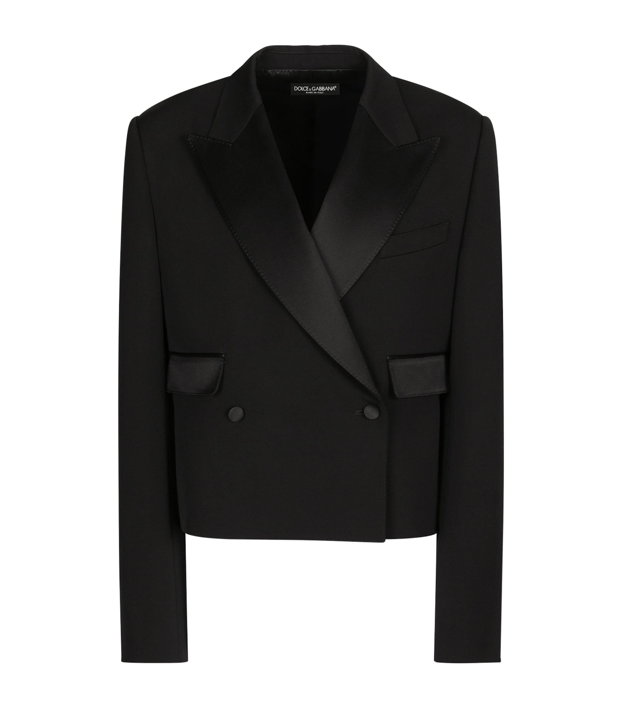 Dolce & Gabbana Double Breasted Tuxedo Short Jacket In Black