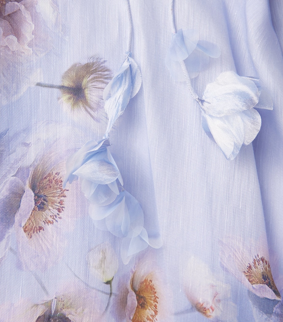 Linen-Silk Hypnotic Picnic Midi Dress LILAC POPPY Image 5