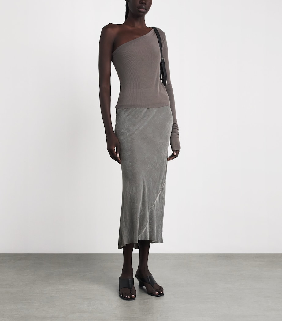 Rick Owens Womens Velvet Midi Slip Skirt Steel Image 2