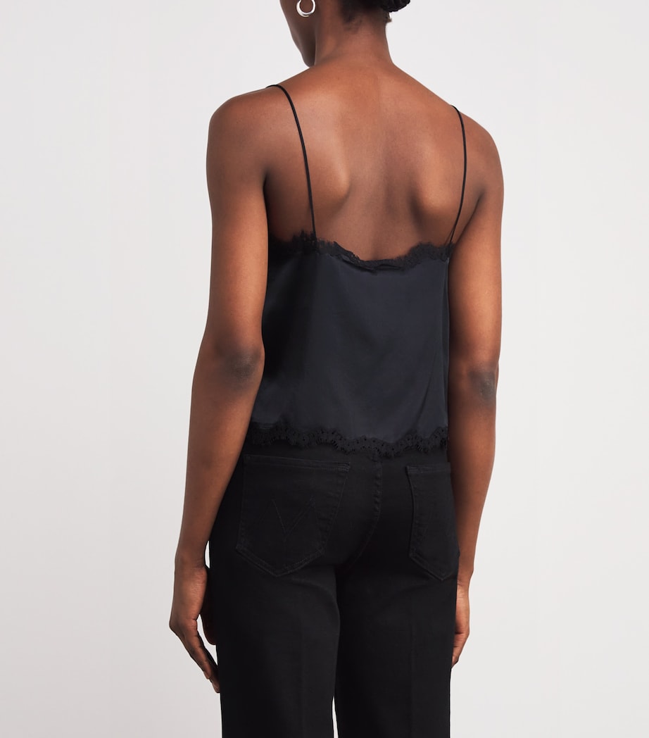 Silk Lace-Trim Loure Top BLACK W BLACK LACE Image 4