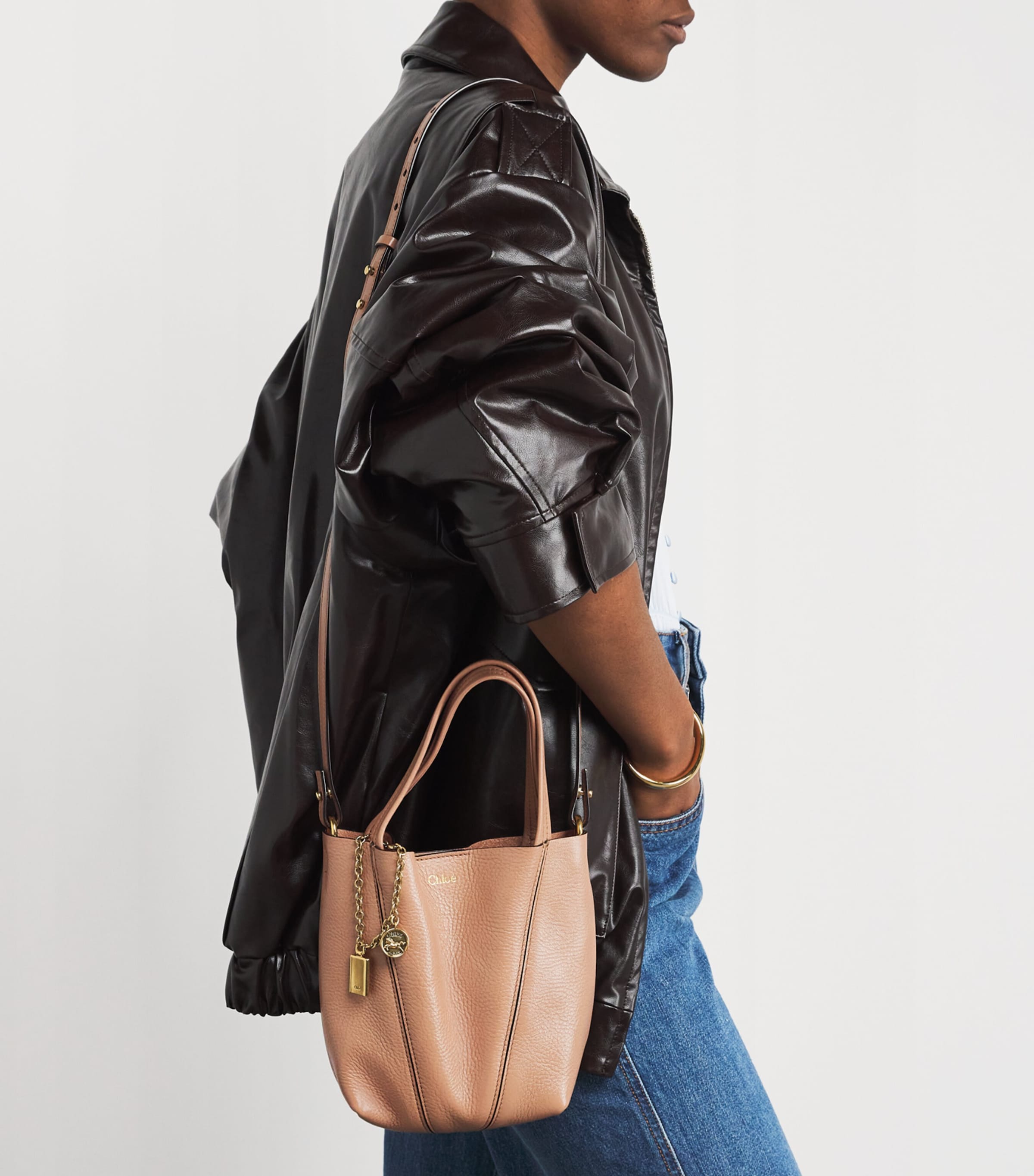 Small Leather Spin Tote Bag BAG WOODROSE Image 5