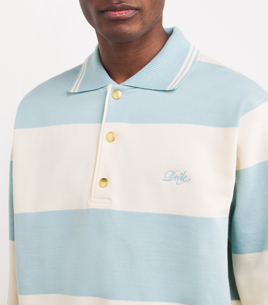 Drôle De Monsieur Mens Cotton Striped Rugby Shirt Blue Image 6