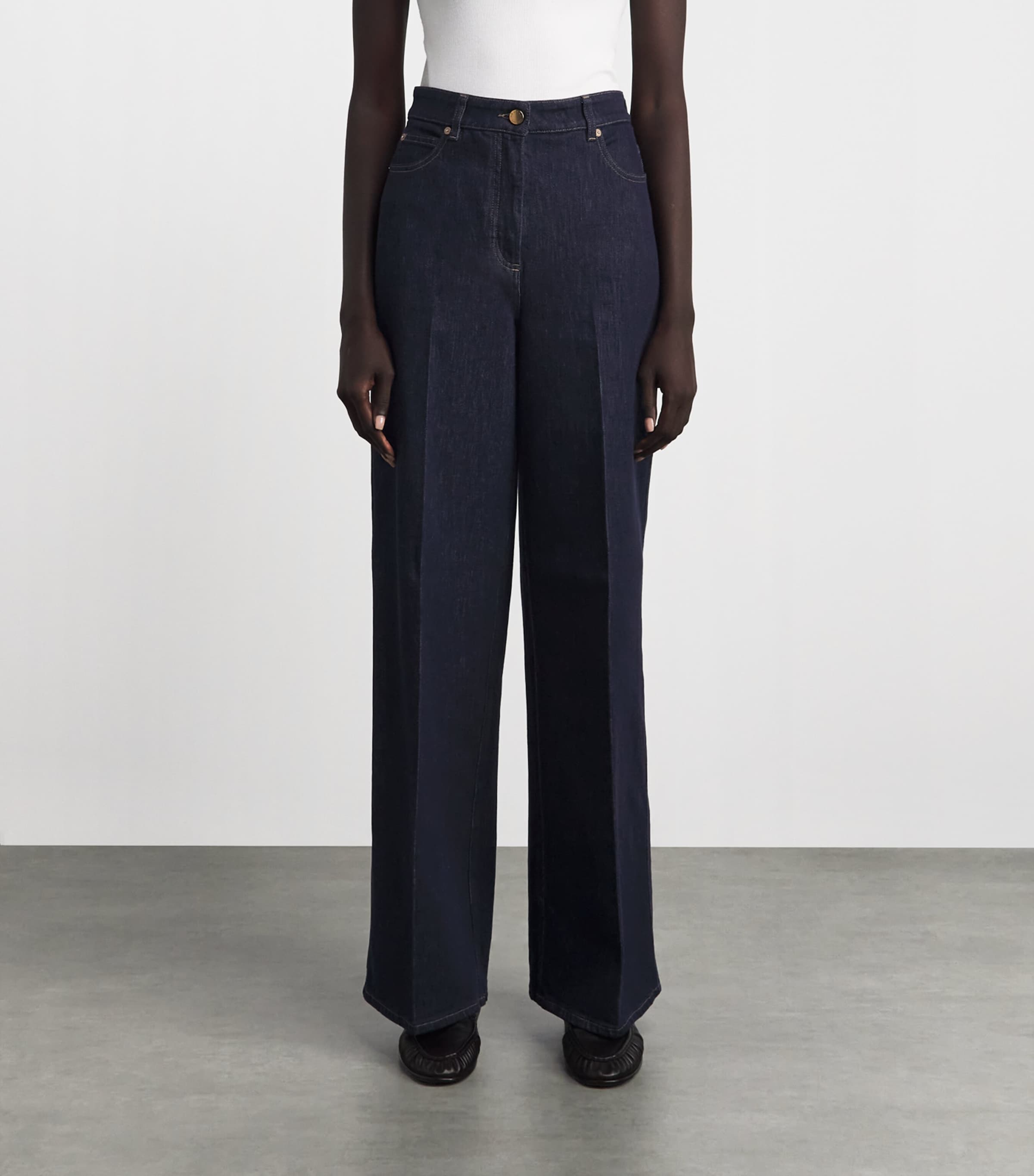 Agnona Womens Cotton-Cashmere Straight Jeans Blue Night Image 4