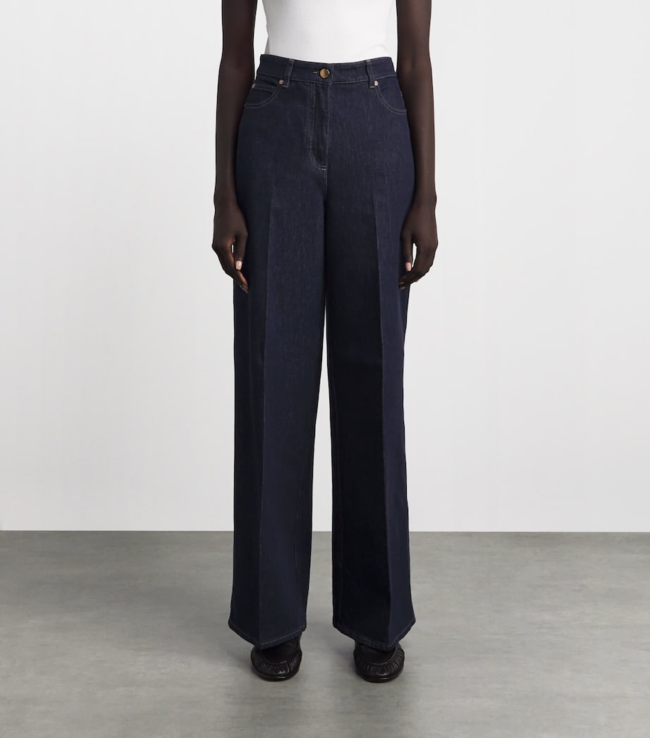Agnona Womens Cotton-Cashmere Straight Jeans Blue Night Image 4