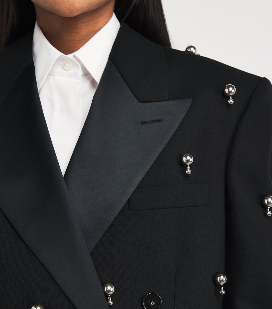 Wool Embellished Blazer 1000 BLACK Image 6